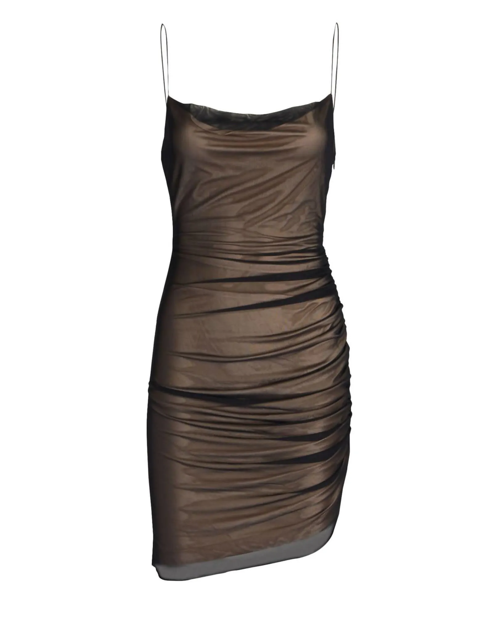 Perry Ruched Mini Dress in Black/Natural | Black/Natural