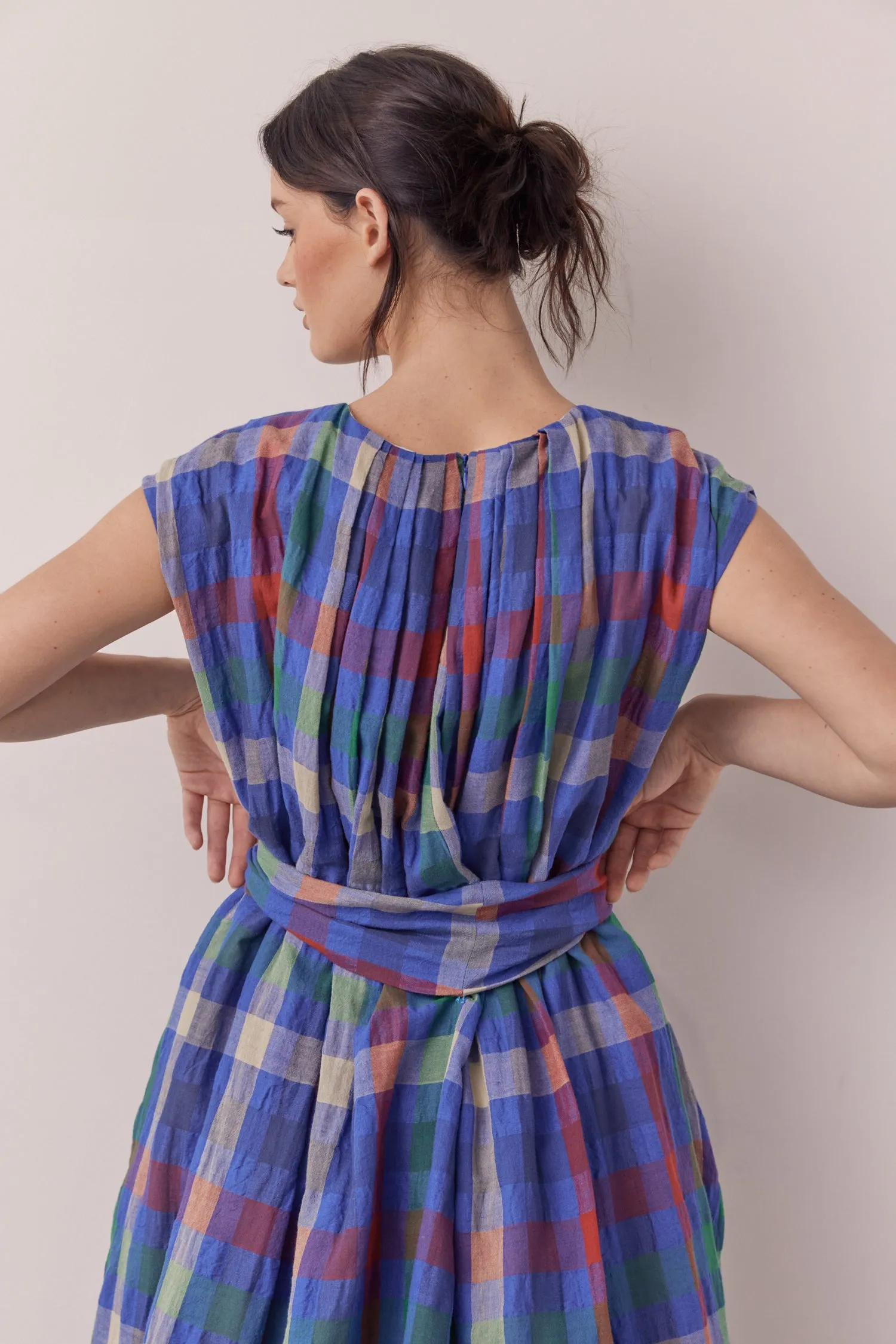 Pleated tie knee dress