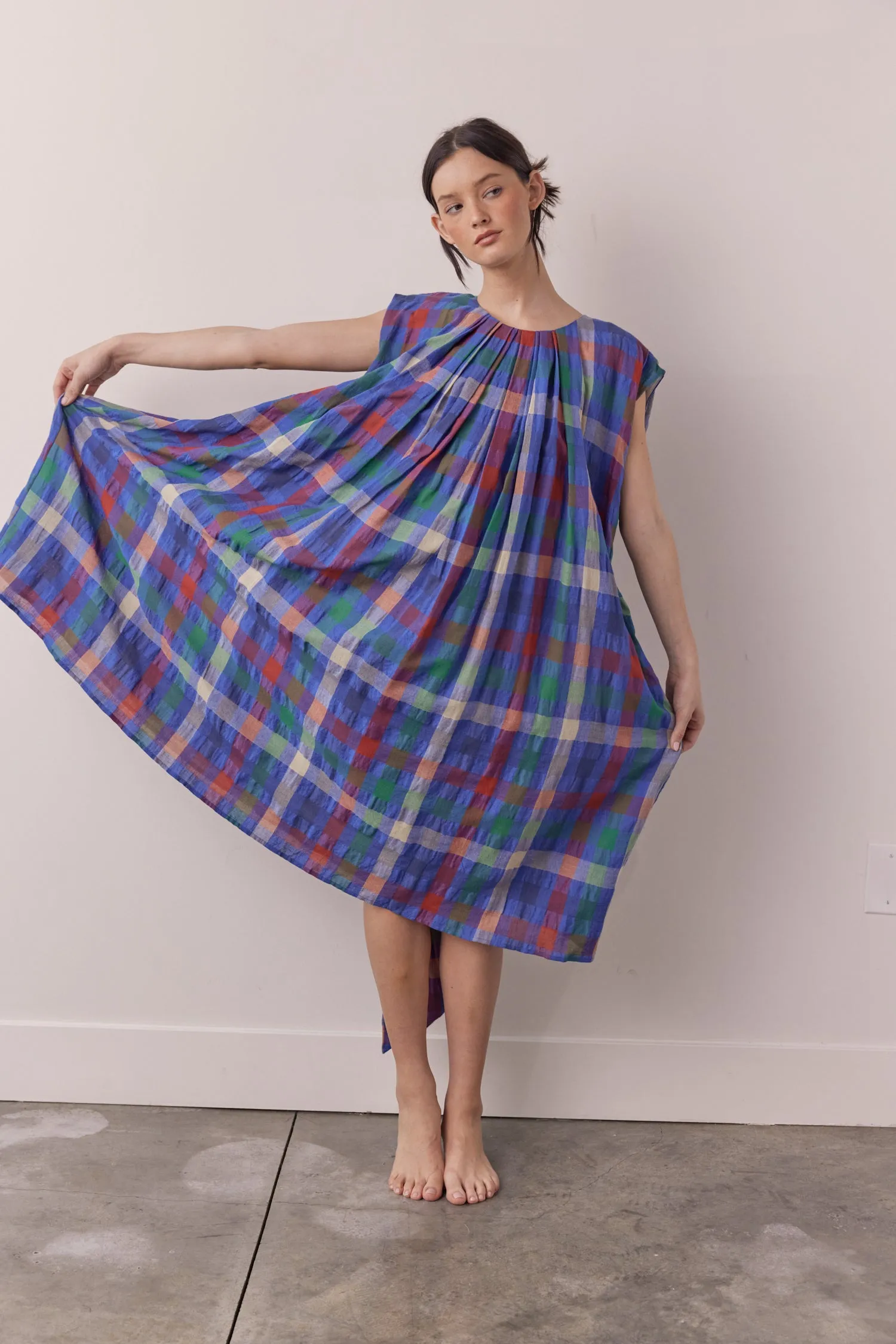 Pleated tie knee dress