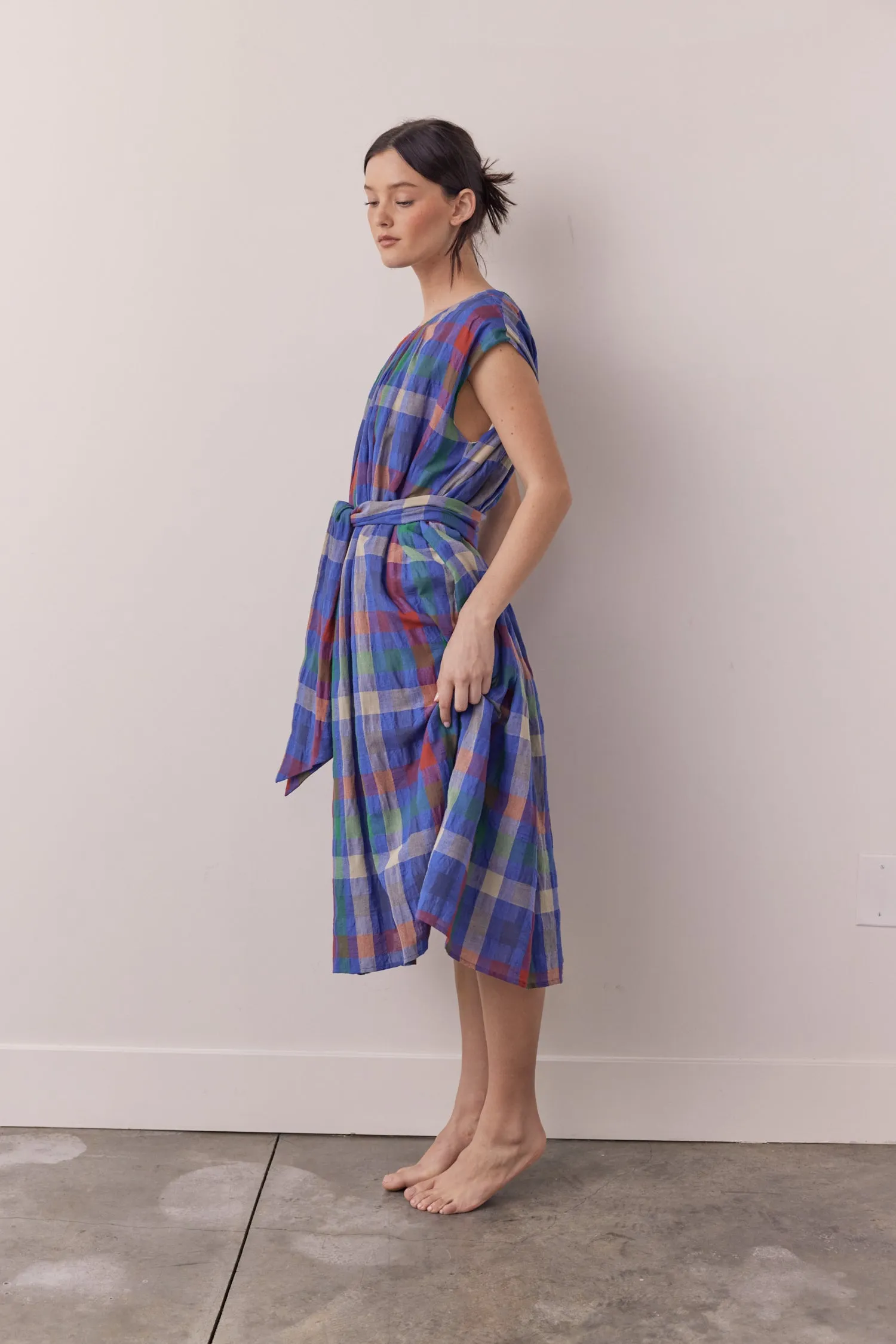 Pleated tie knee dress