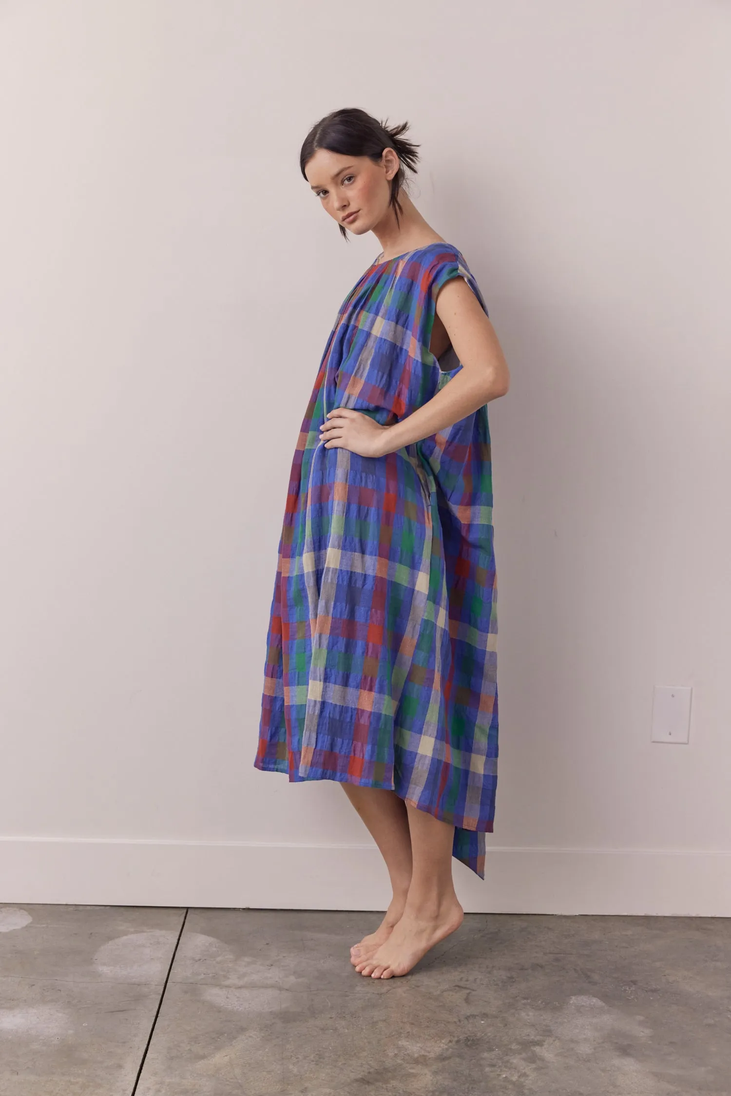 Pleated tie knee dress