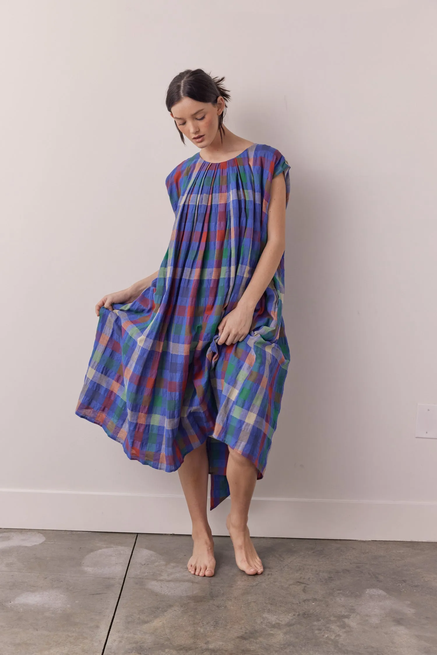Pleated tie knee dress
