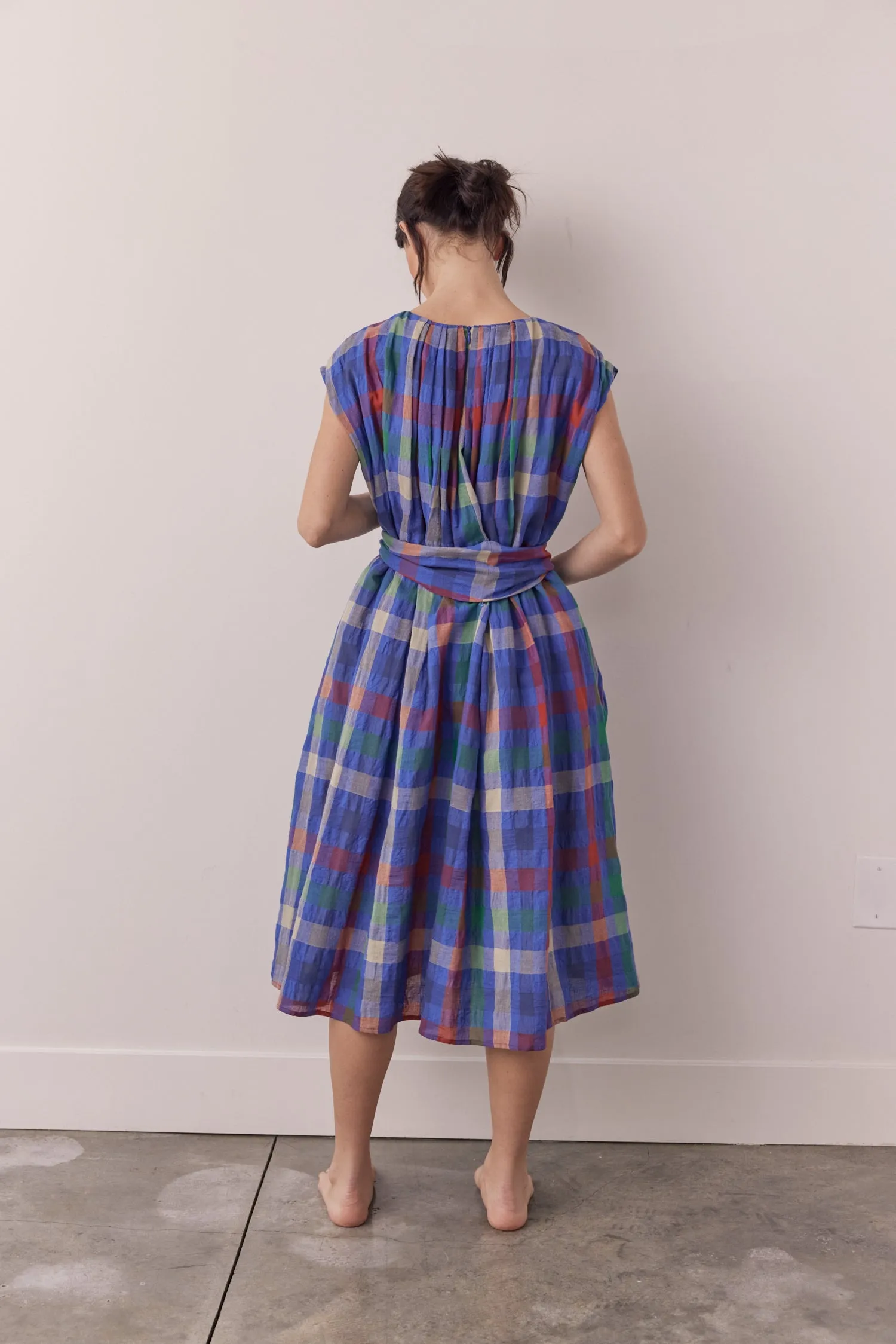 Pleated tie knee dress