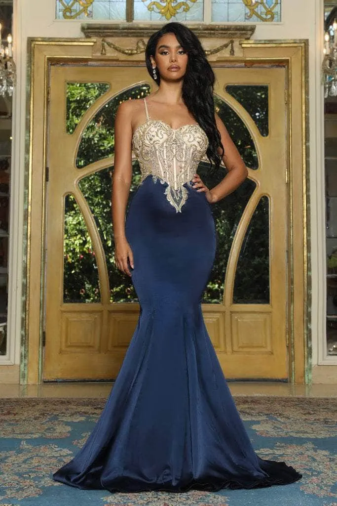 PORTIA & SCARLETT PS22162 Sheer Corset Mermaid Gown with Illusion Bodice