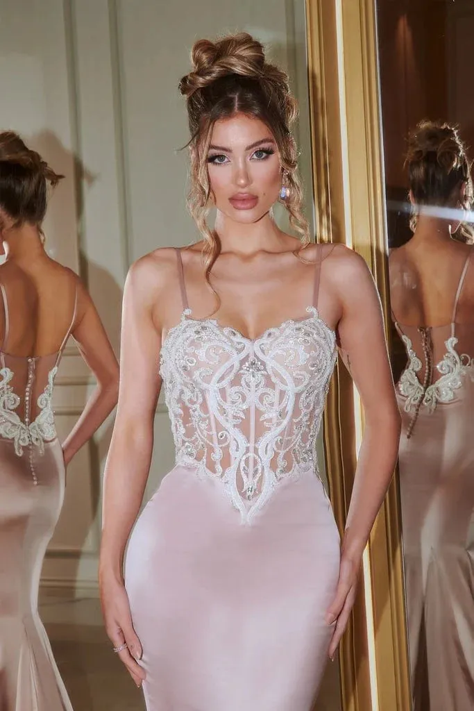 PORTIA & SCARLETT PS22162 Sheer Corset Mermaid Gown with Illusion Bodice