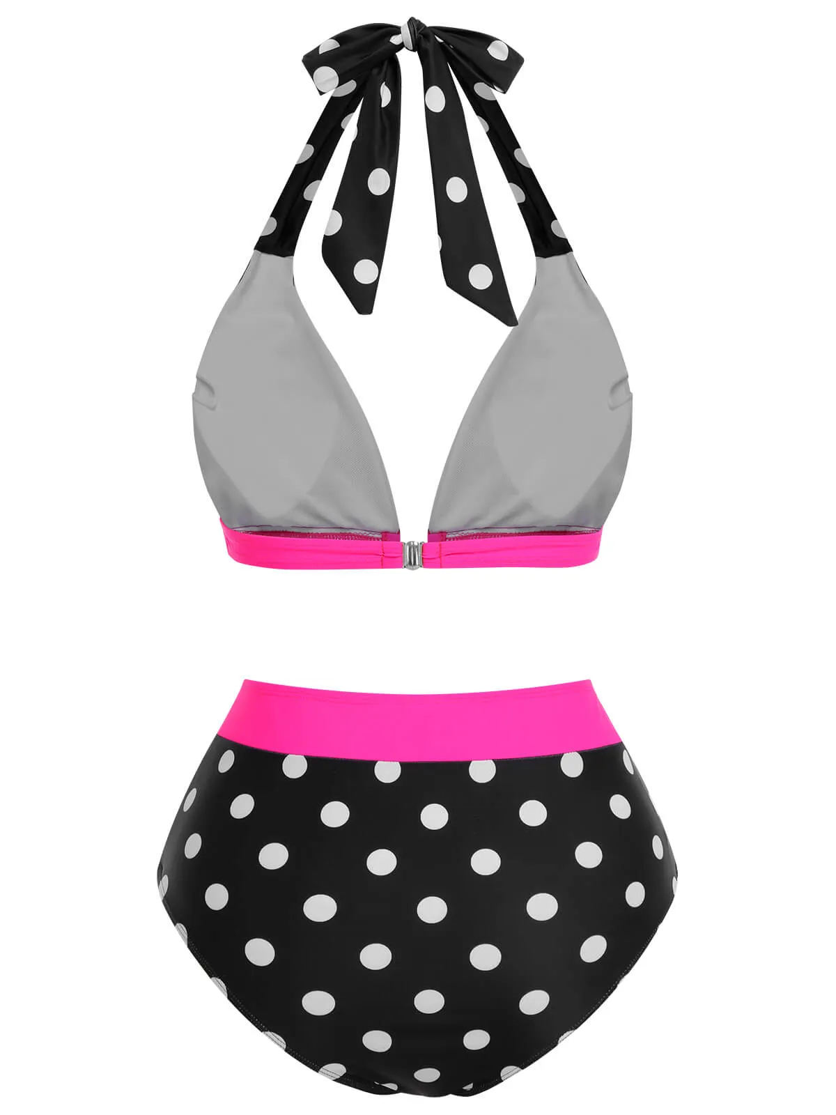 [Pre-Sale] Black & Rose Red 1940s Polka Dots Swimsuit