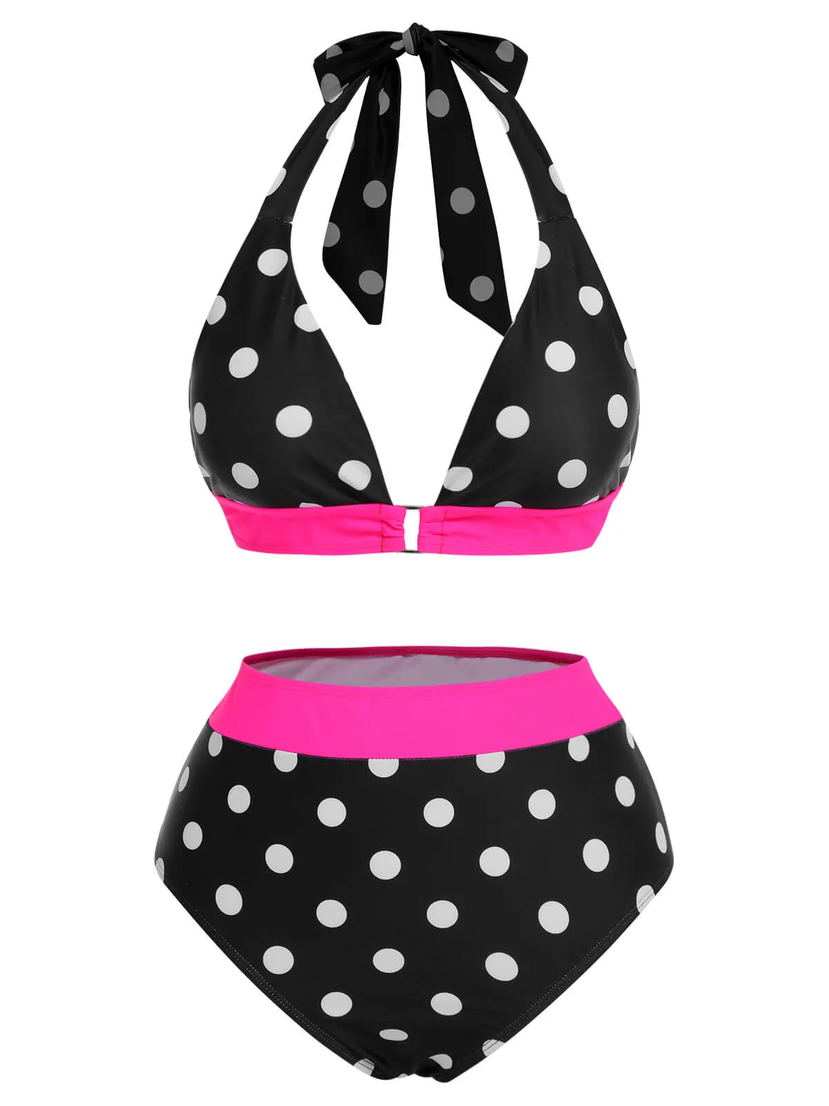 [Pre-Sale] Black & Rose Red 1940s Polka Dots Swimsuit