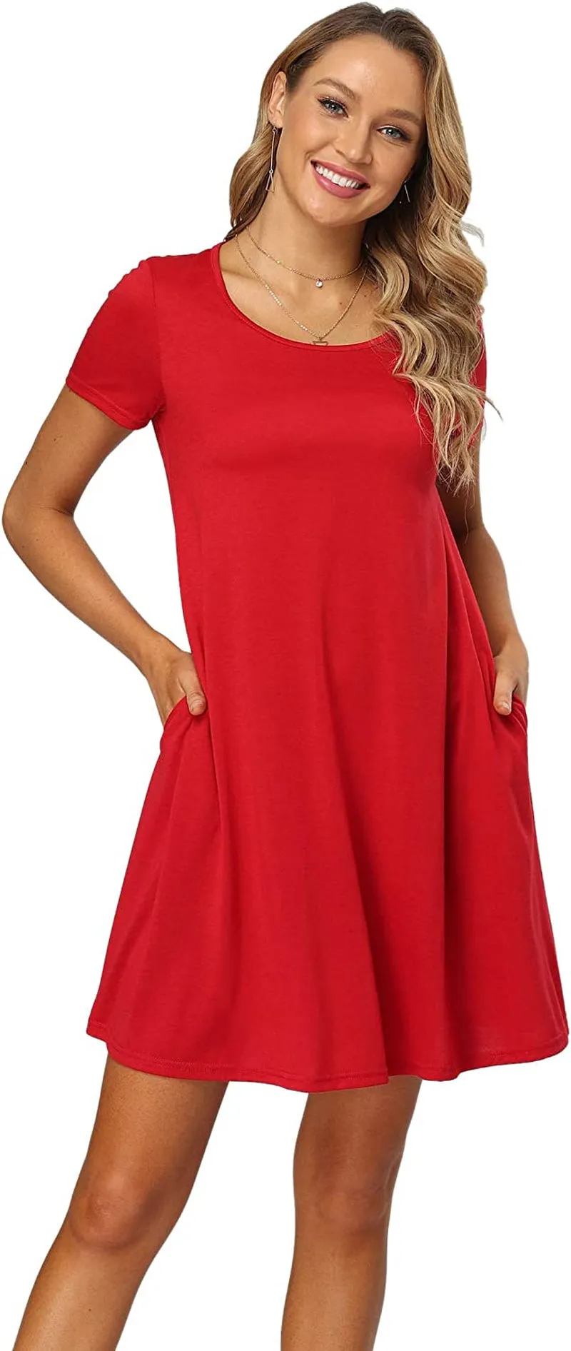 Qurvoo Women's Short Summer Casual Dress Floral Tank Sleeveless/Short Sleeve Dress with Pockets