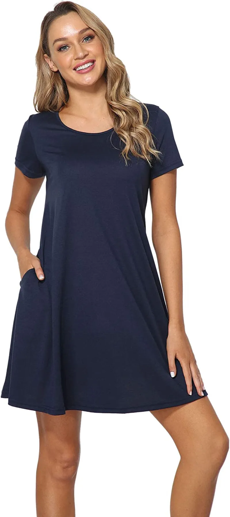 Qurvoo Women's Short Summer Casual Dress Floral Tank Sleeveless/Short Sleeve Dress with Pockets