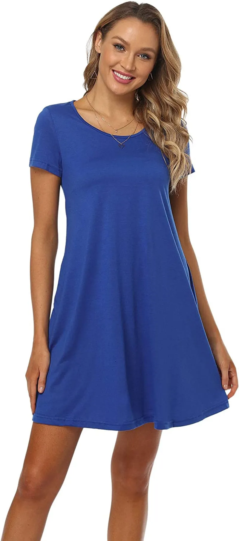 Qurvoo Women's Short Summer Casual Dress Floral Tank Sleeveless/Short Sleeve Dress with Pockets