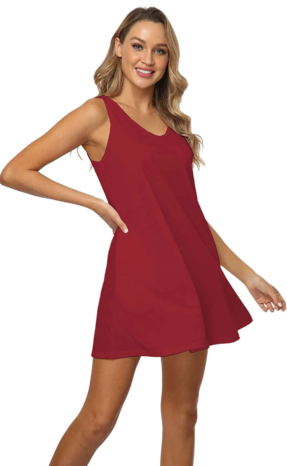 Qurvoo Women's Short Summer Casual Dress Floral Tank Sleeveless/Short Sleeve Dress with Pockets