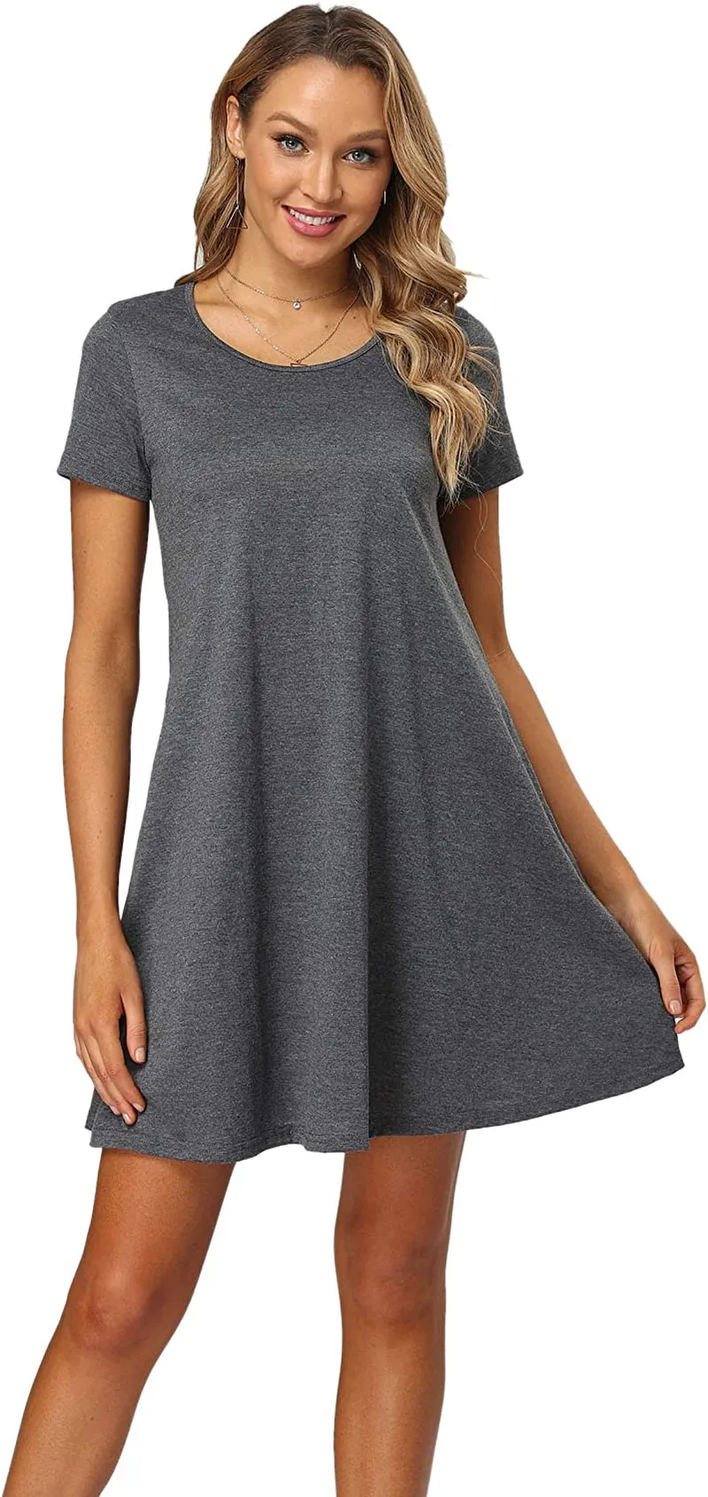 Qurvoo Women's Short Summer Casual Dress Floral Tank Sleeveless/Short Sleeve Dress with Pockets