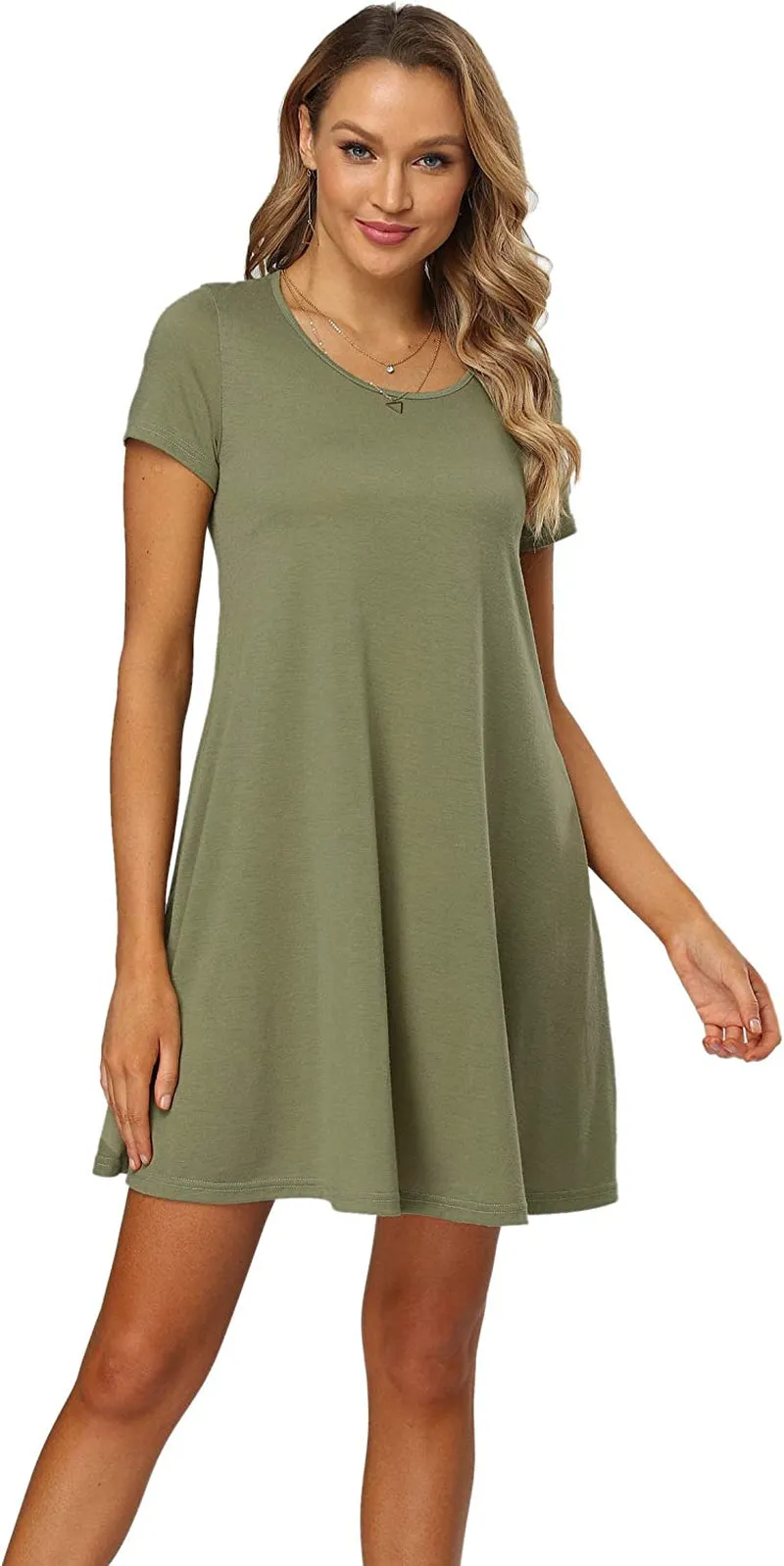 Qurvoo Women's Short Summer Casual Dress Floral Tank Sleeveless/Short Sleeve Dress with Pockets