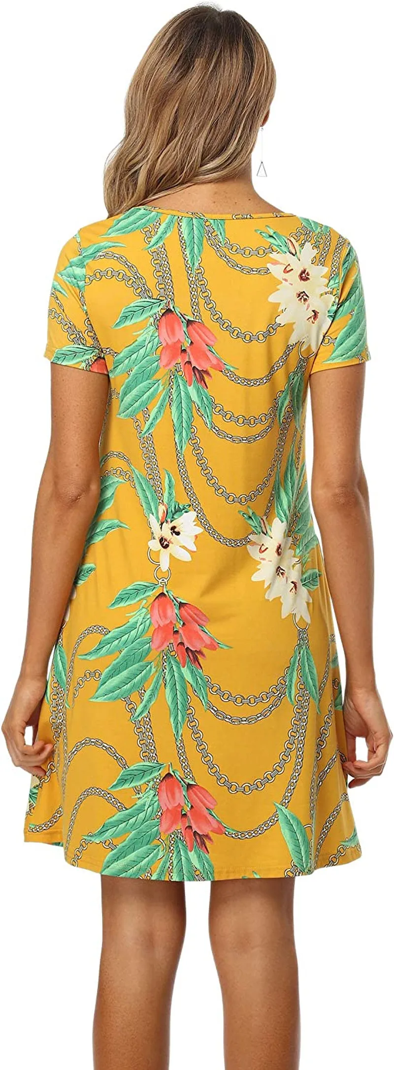 Qurvoo Women's Short Summer Casual Dress Floral Tank Sleeveless/Short Sleeve Dress with Pockets