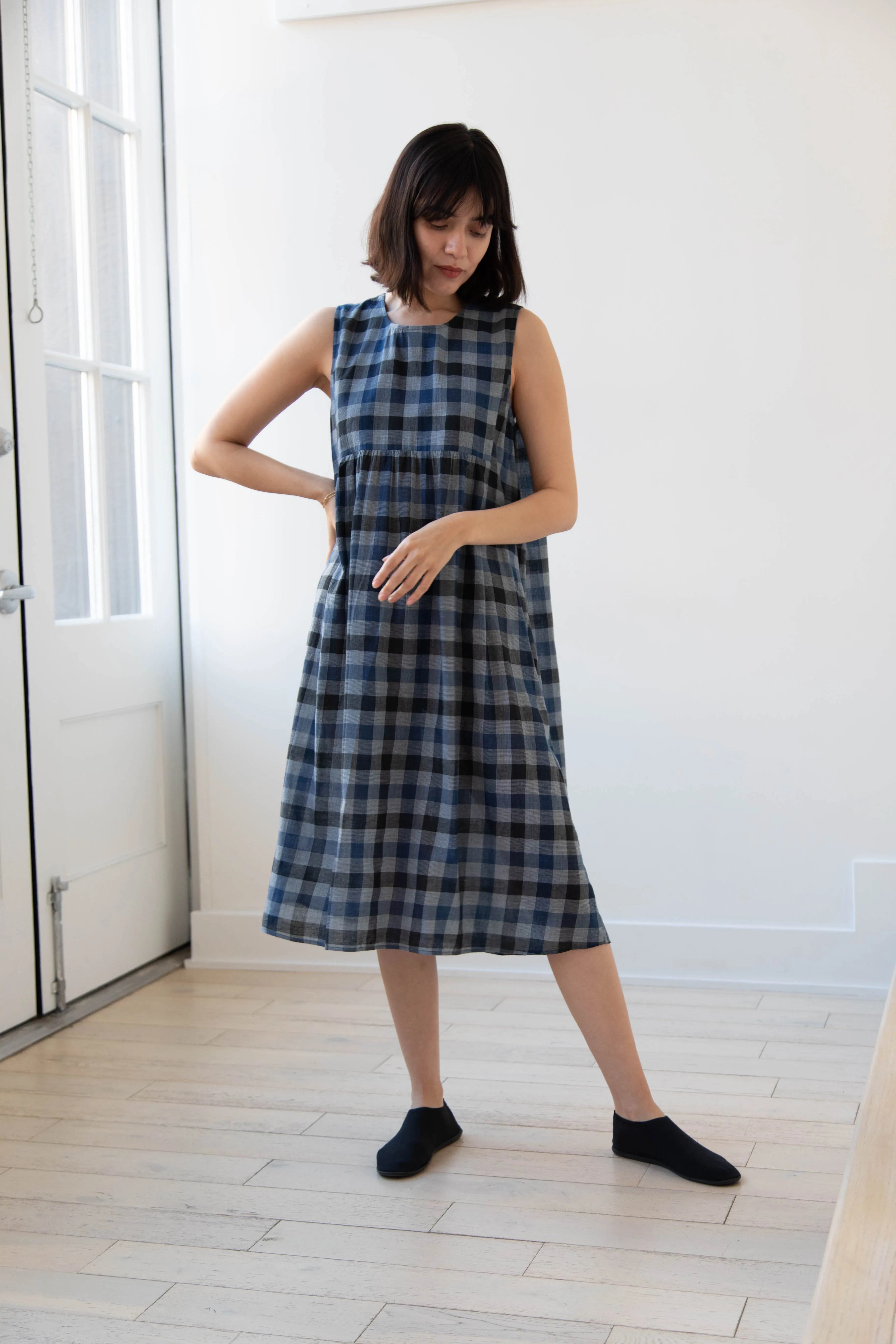 Rubia & Neel | Audrey Long Dress in Check Cotton