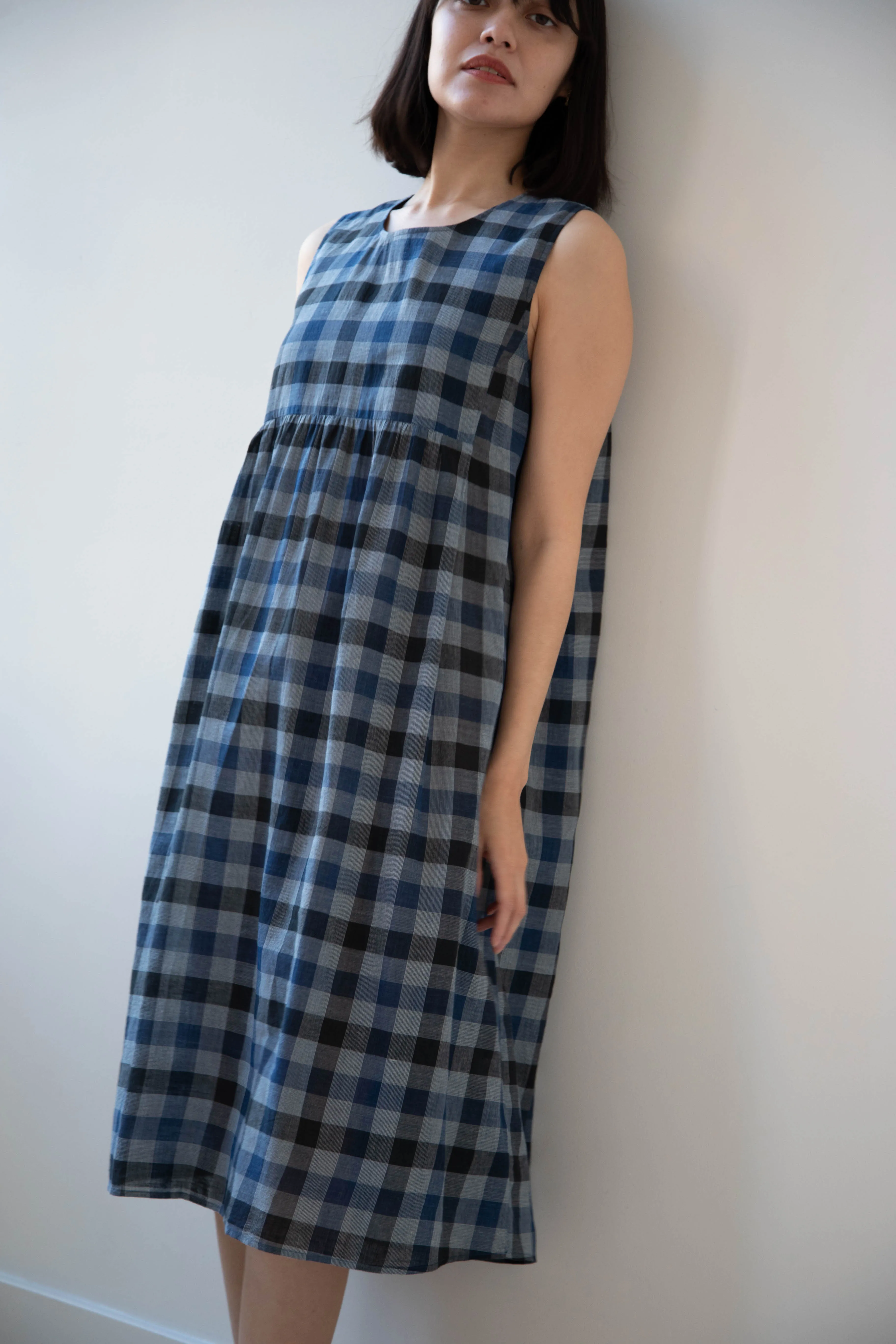 Rubia & Neel | Audrey Long Dress in Check Cotton