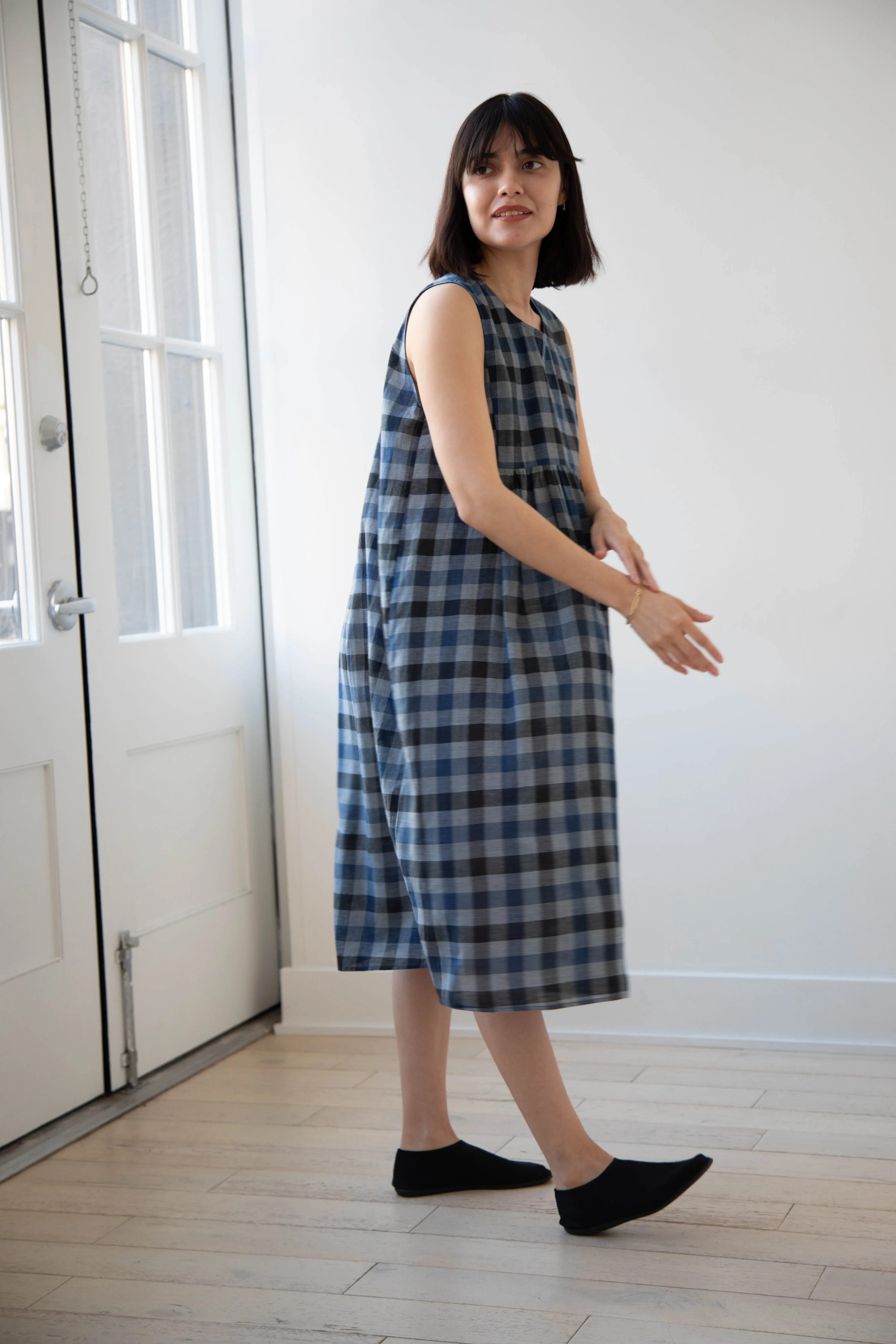 Rubia & Neel | Audrey Long Dress in Check Cotton