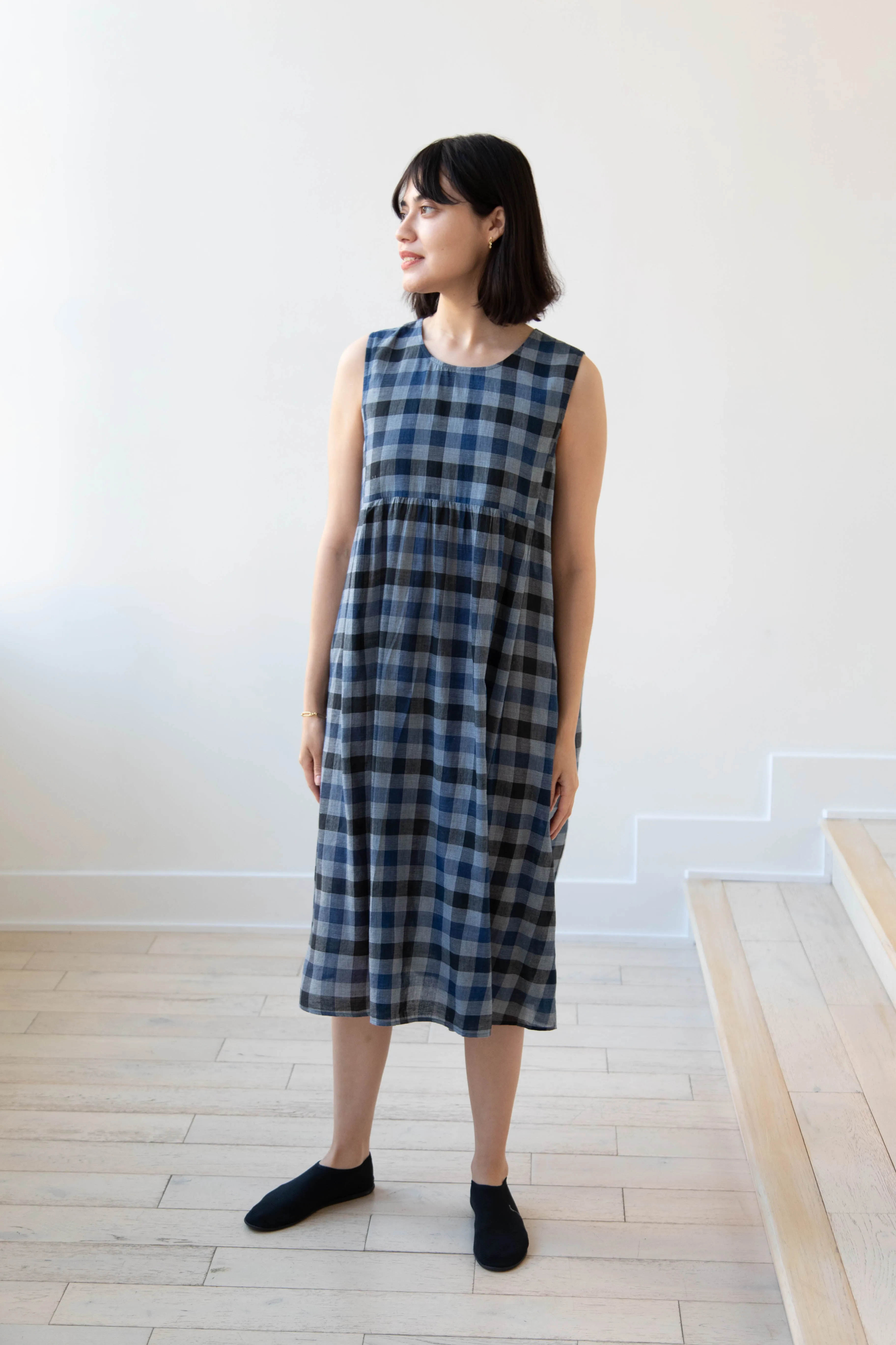 Rubia & Neel | Audrey Long Dress in Check Cotton