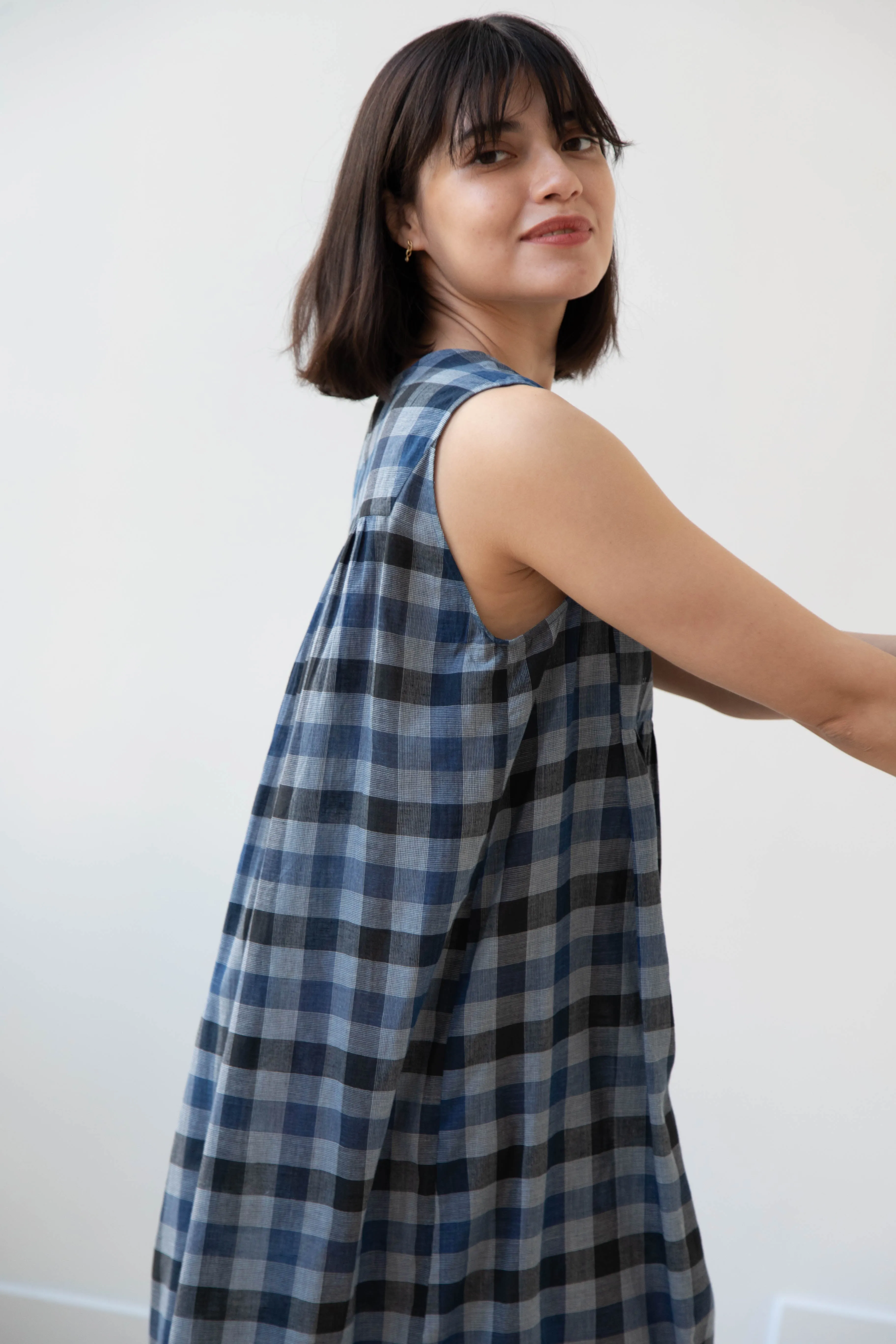 Rubia & Neel | Audrey Long Dress in Check Cotton