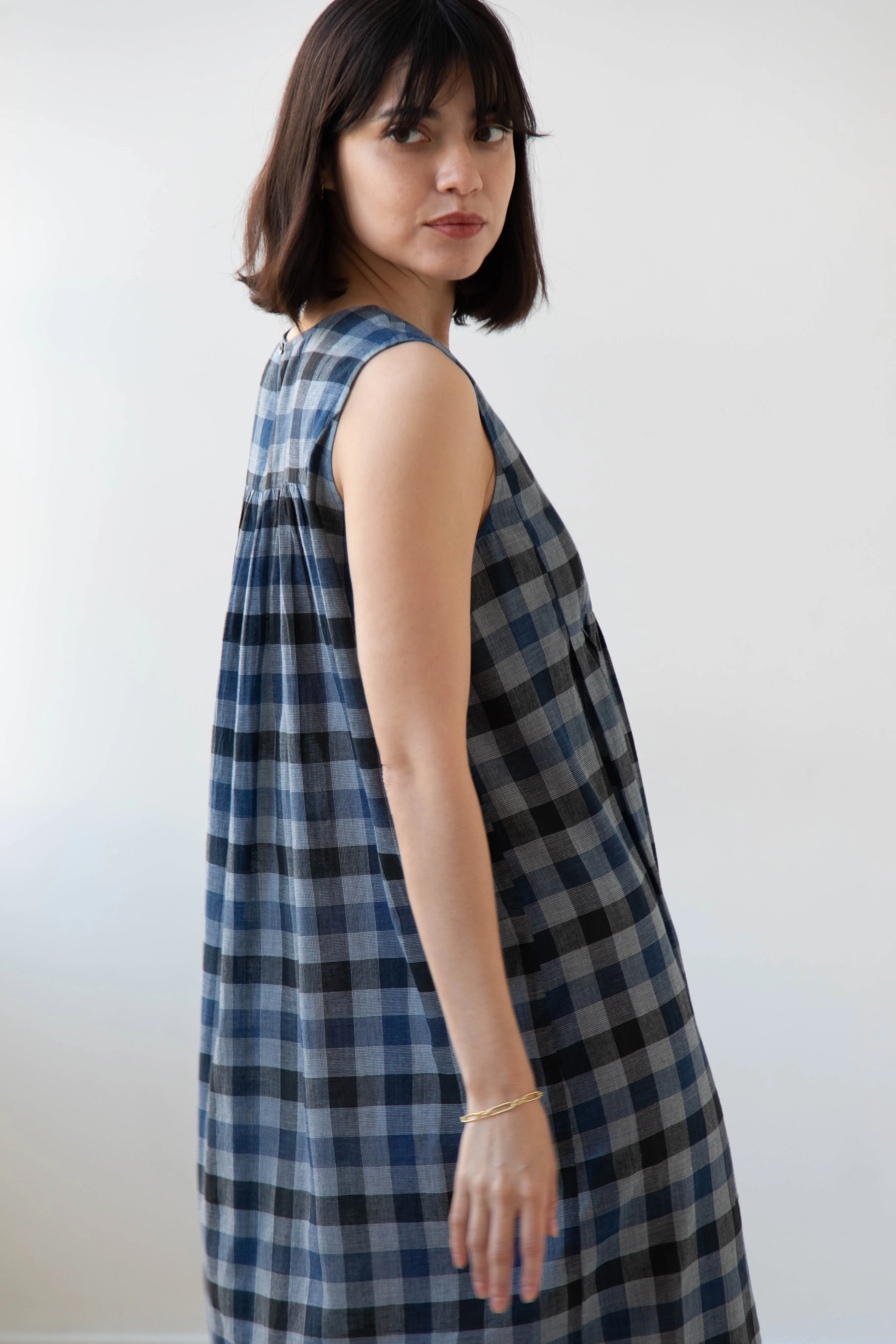 Rubia & Neel | Audrey Long Dress in Check Cotton