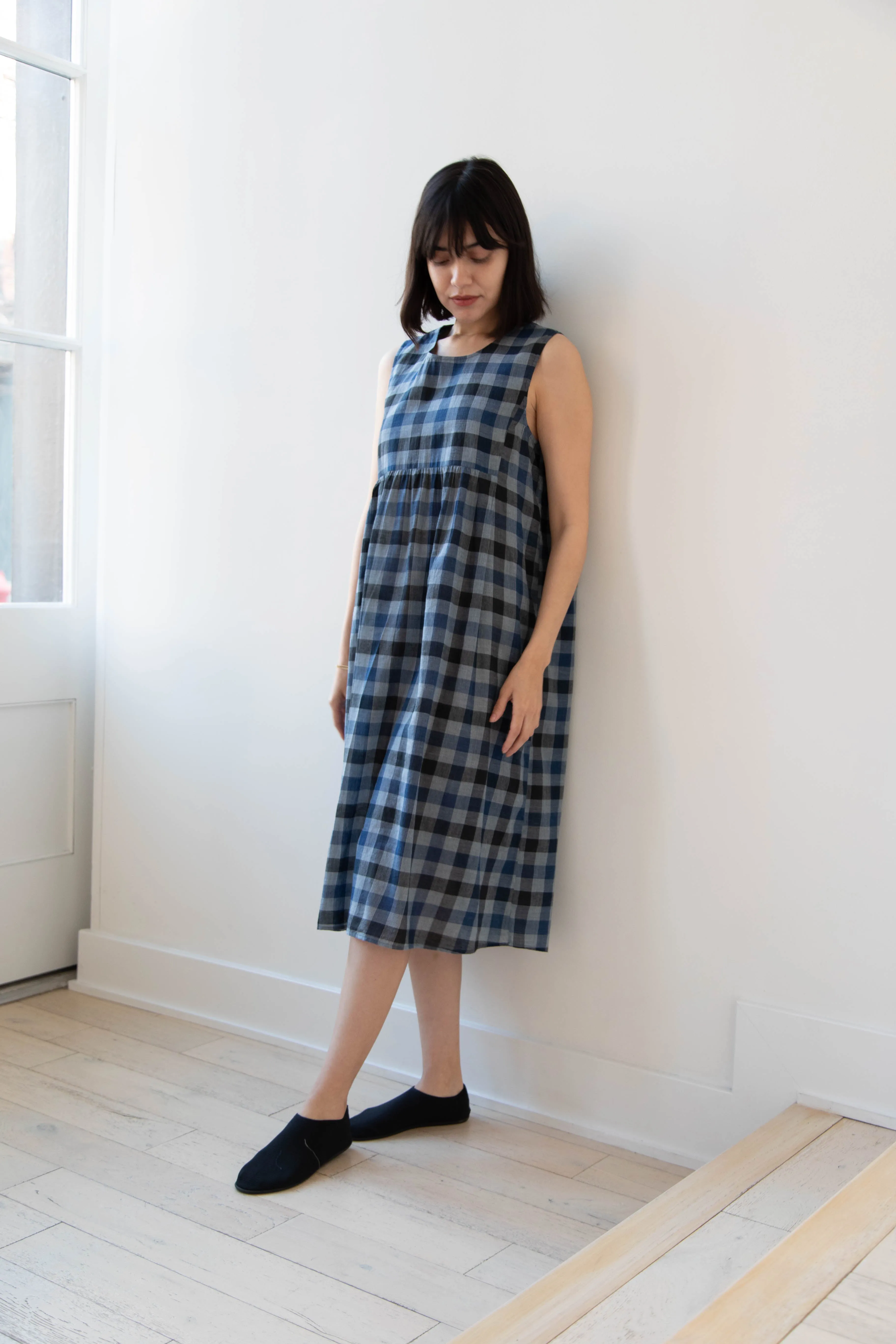 Rubia & Neel | Audrey Long Dress in Check Cotton