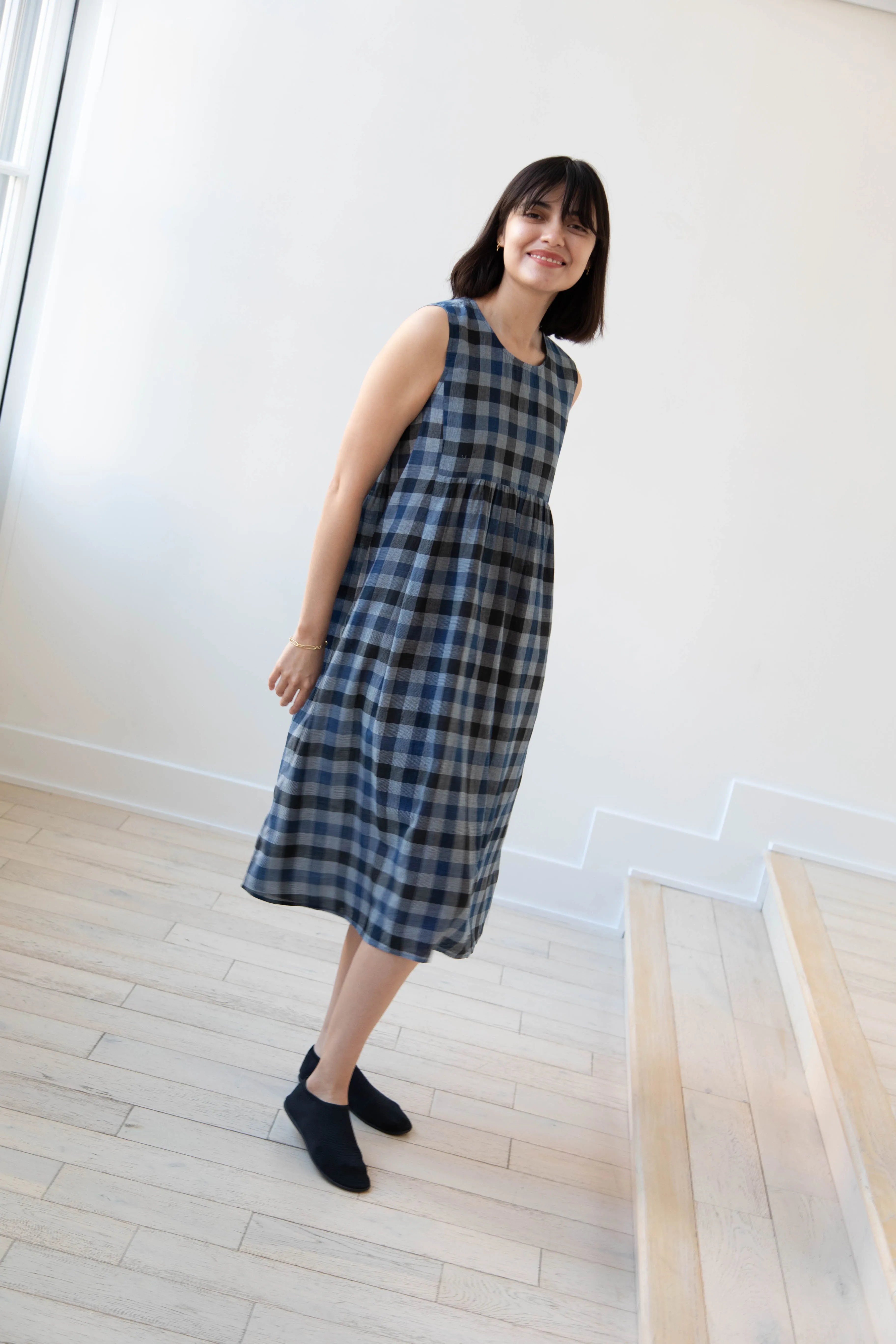 Rubia & Neel | Audrey Long Dress in Check Cotton