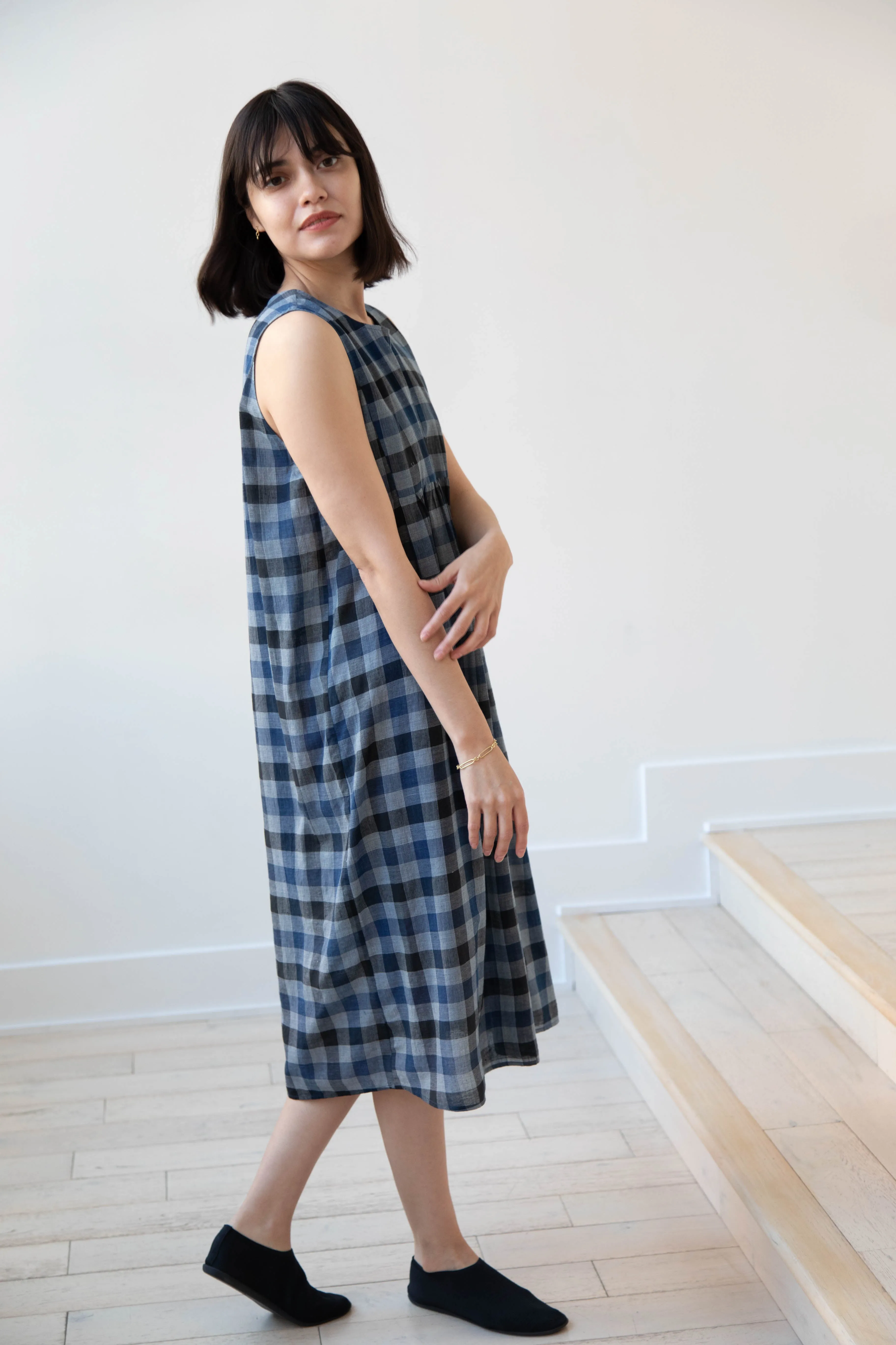 Rubia & Neel | Audrey Long Dress in Check Cotton