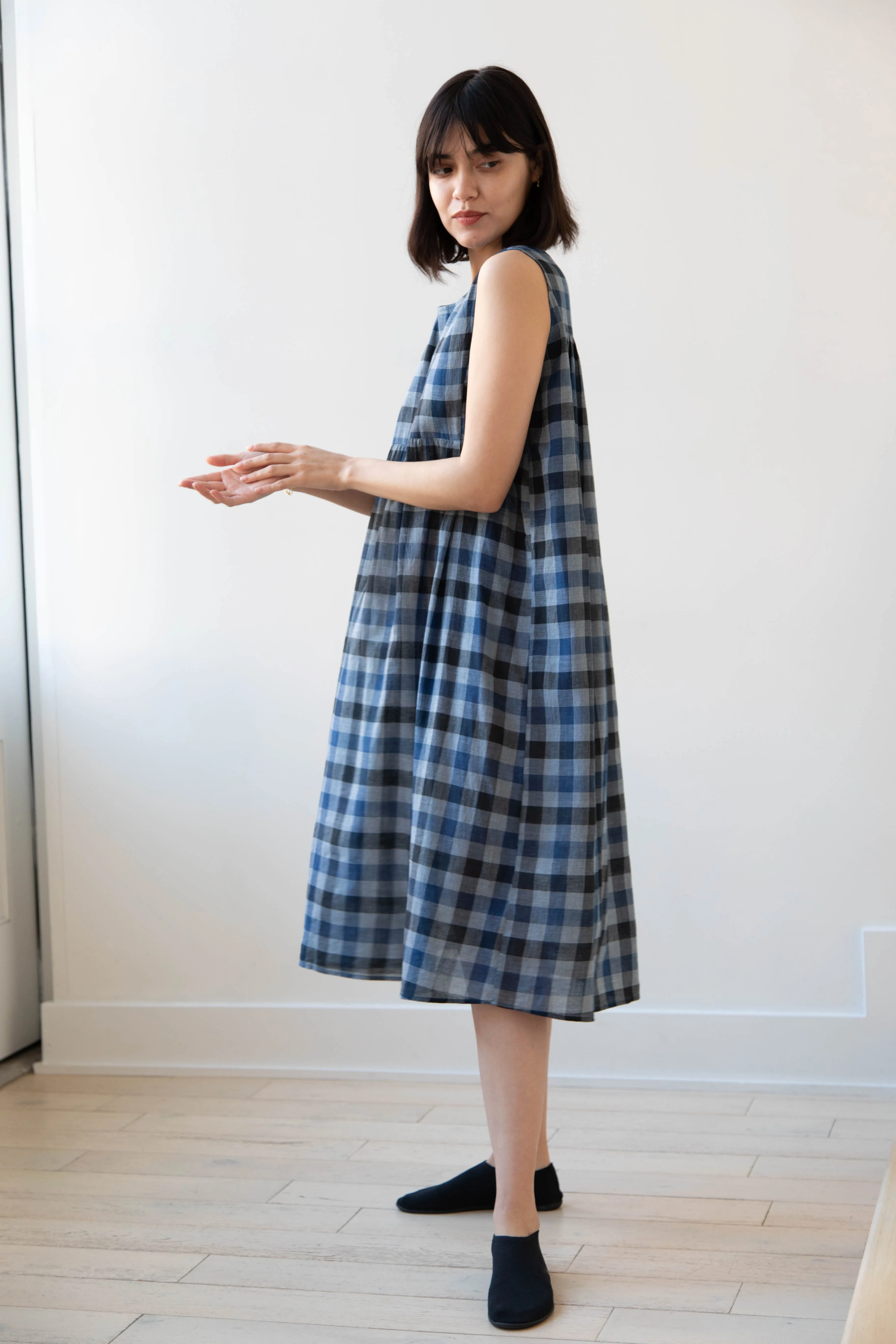 Rubia & Neel | Audrey Long Dress in Check Cotton