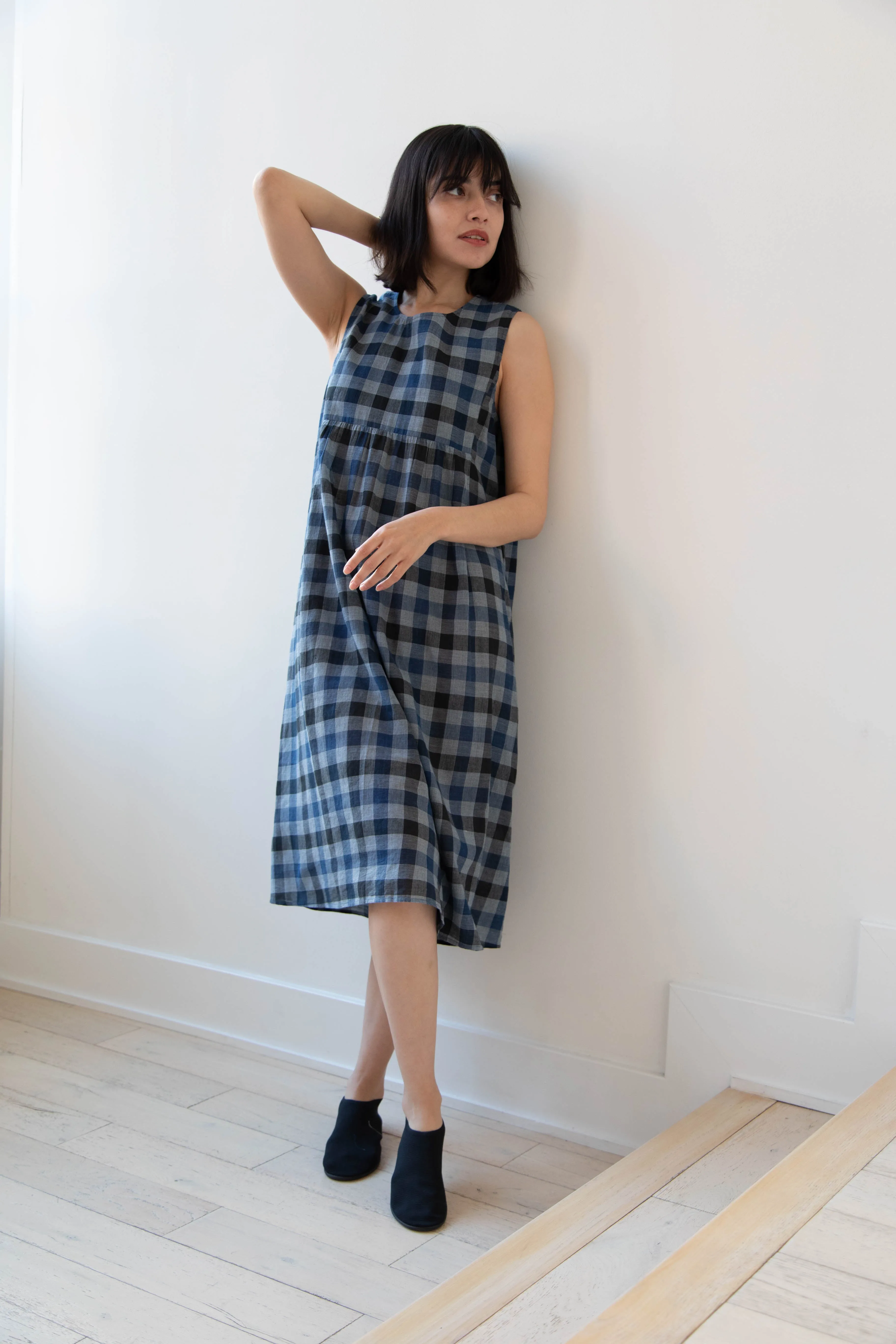 Rubia & Neel | Audrey Long Dress in Check Cotton