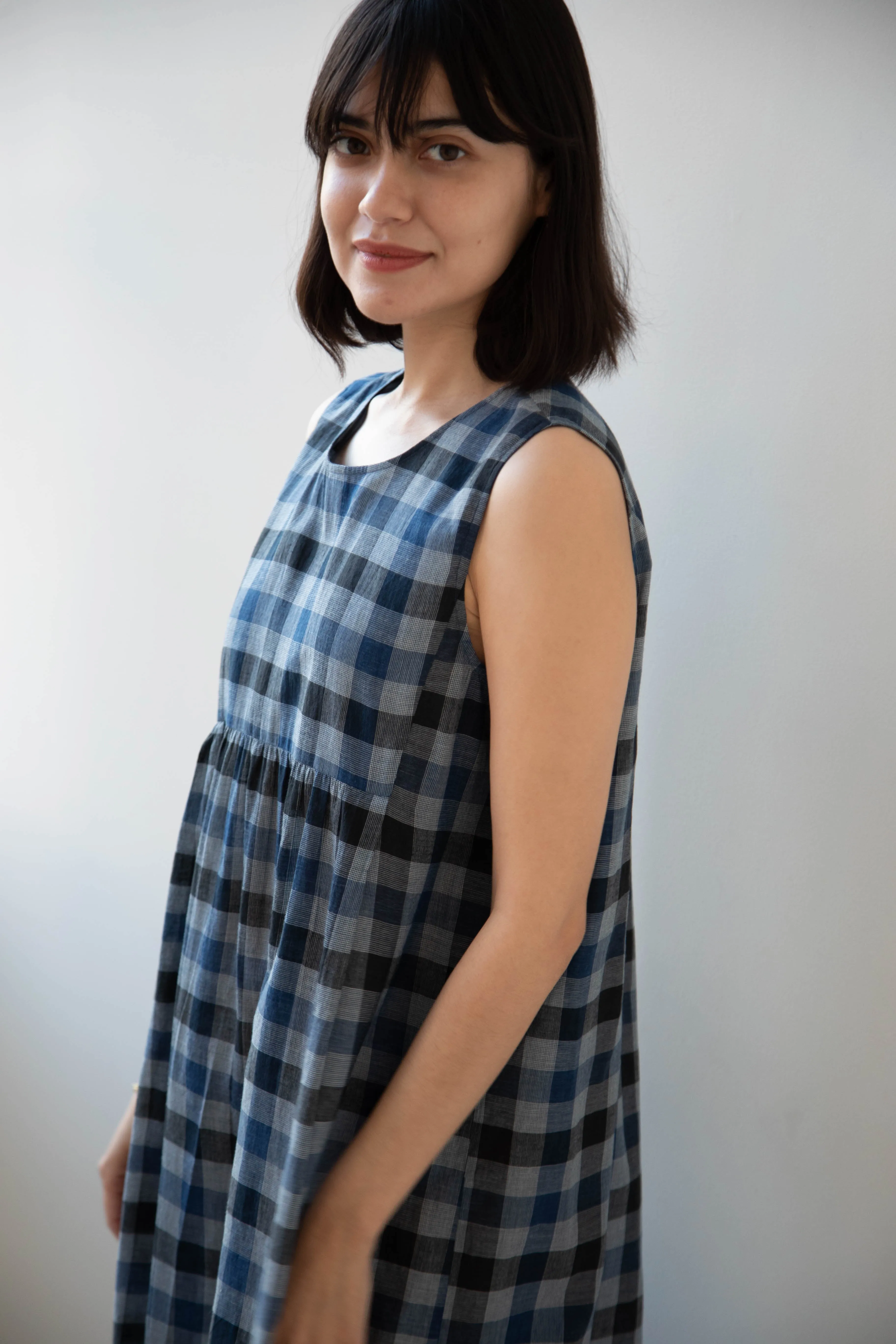Rubia & Neel | Audrey Long Dress in Check Cotton