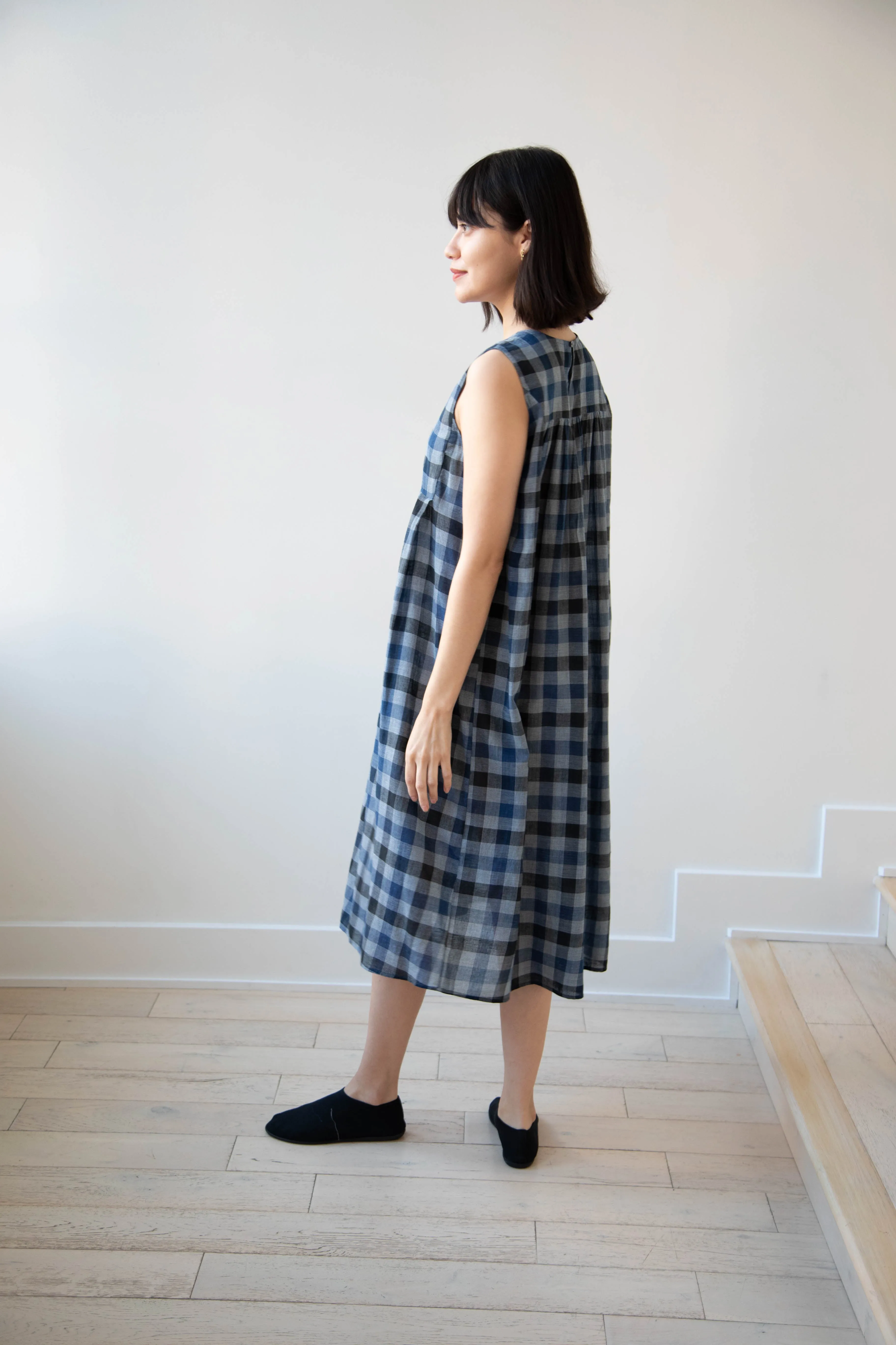 Rubia & Neel | Audrey Long Dress in Check Cotton