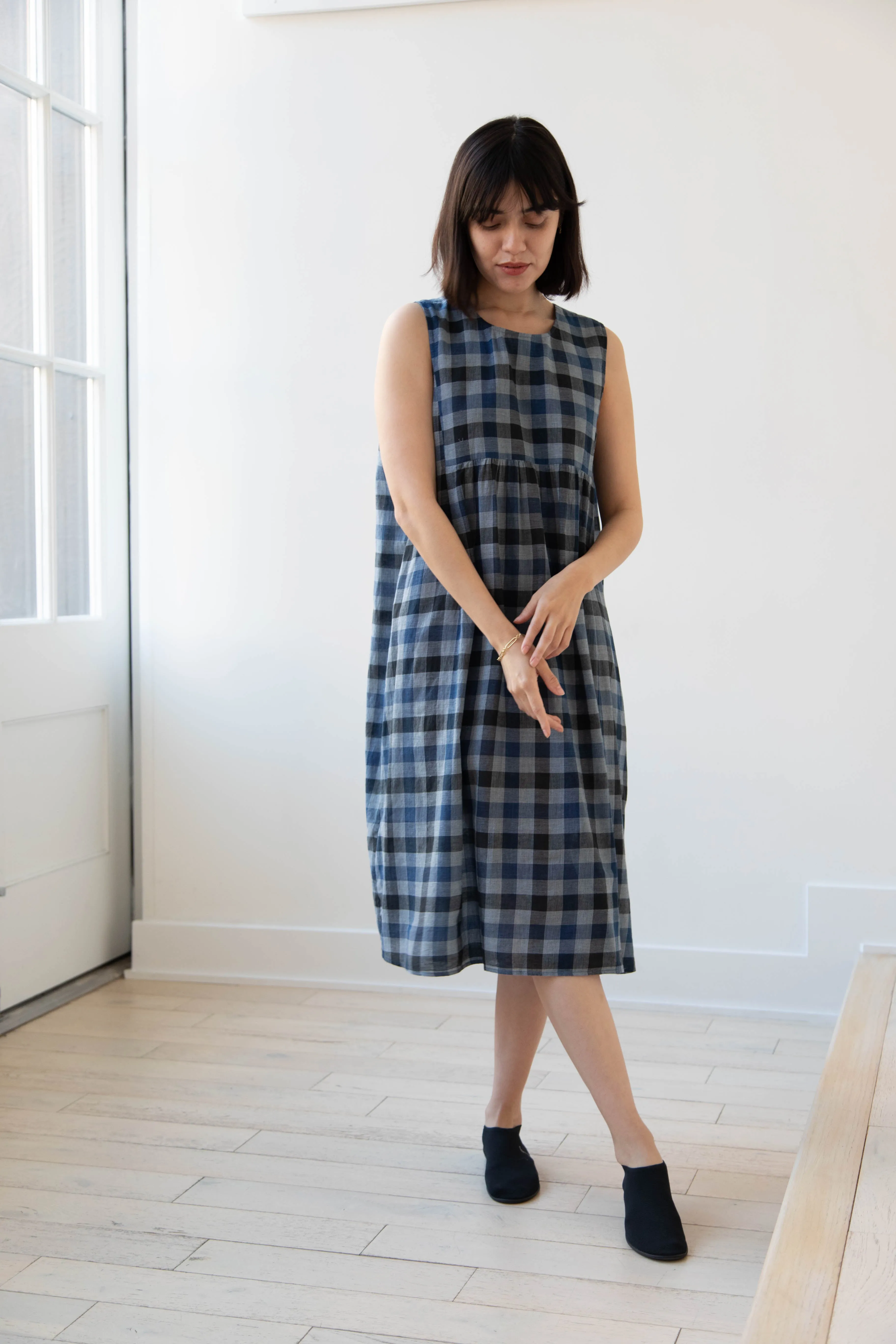 Rubia & Neel | Audrey Long Dress in Check Cotton