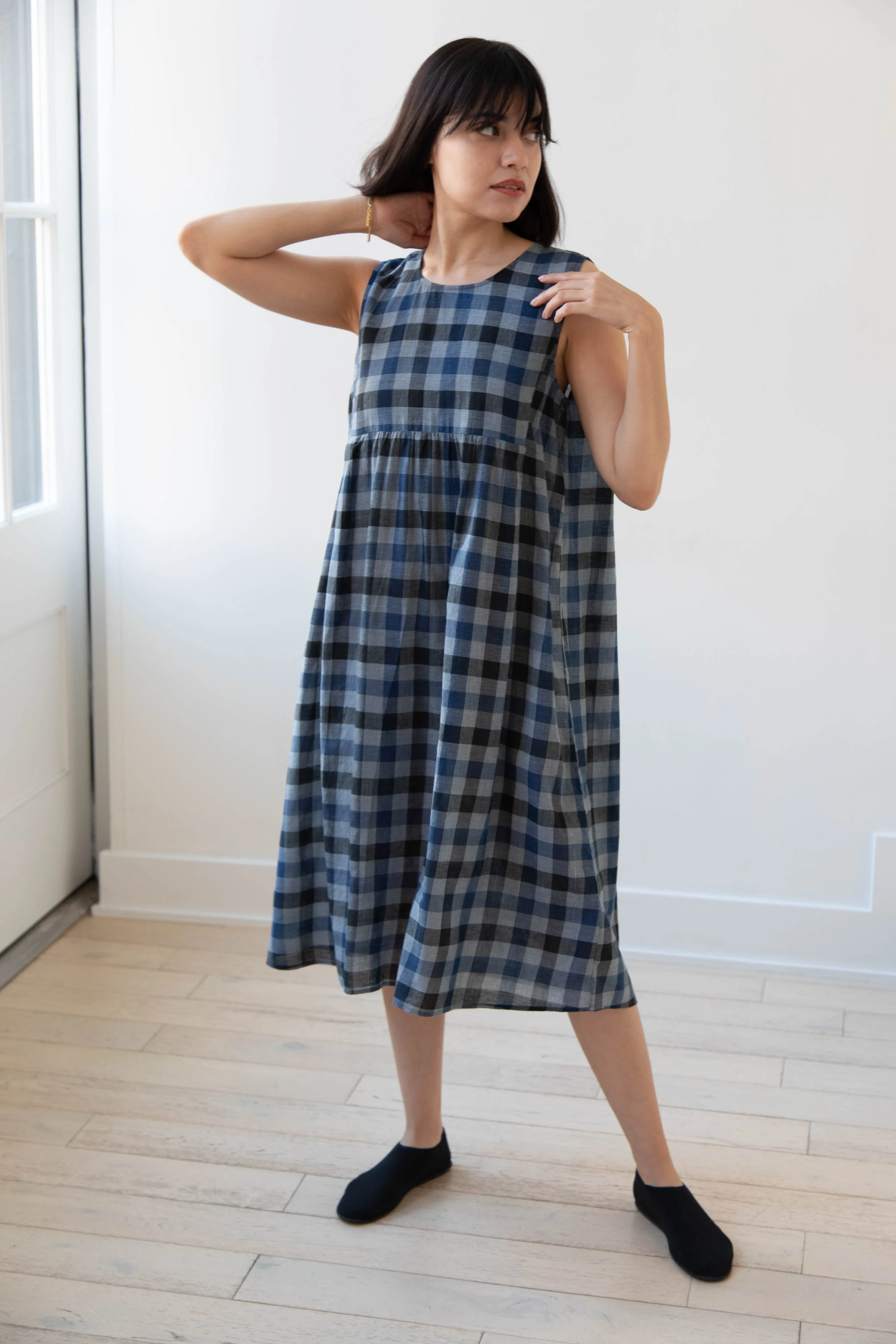 Rubia & Neel | Audrey Long Dress in Check Cotton