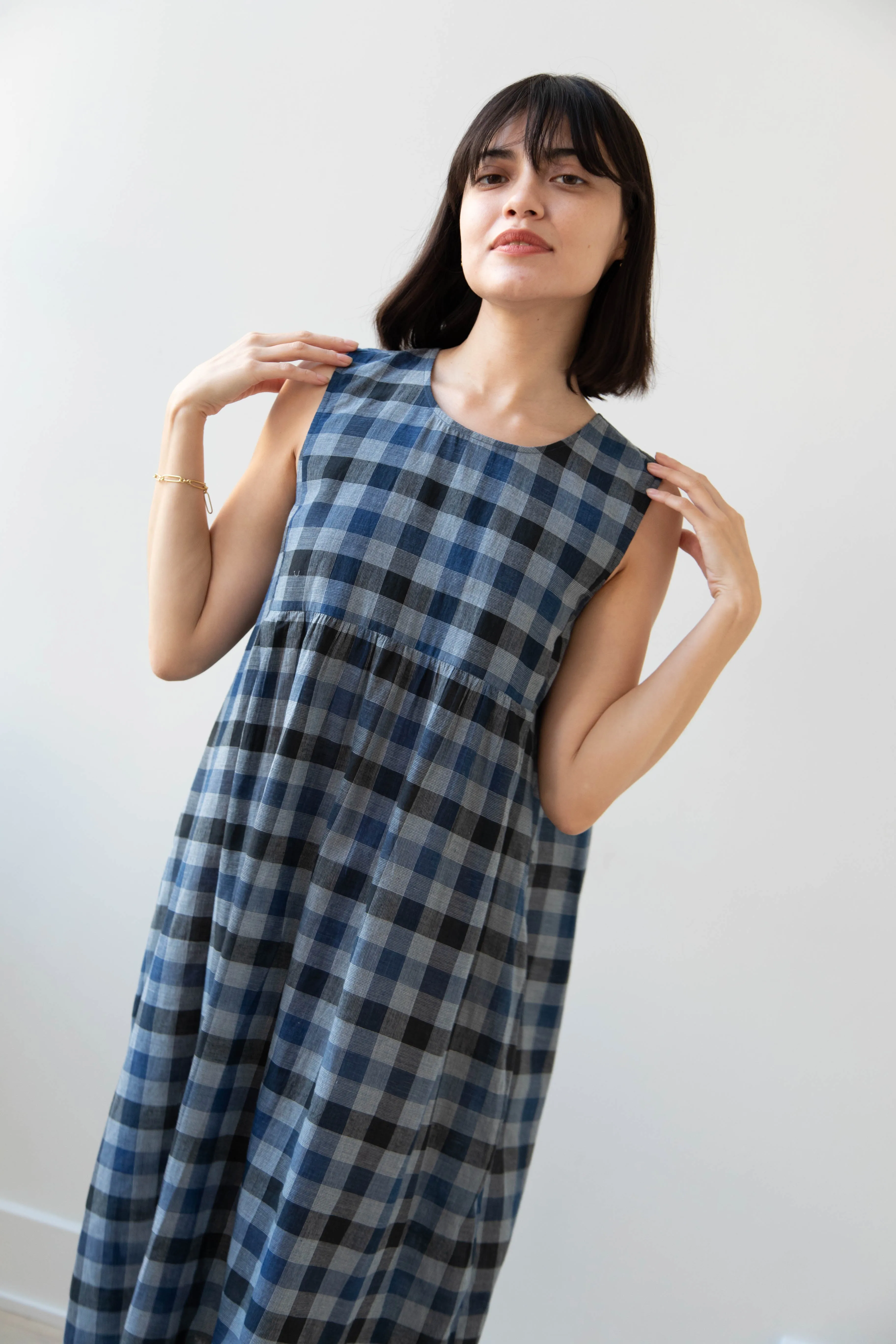 Rubia & Neel | Audrey Long Dress in Check Cotton