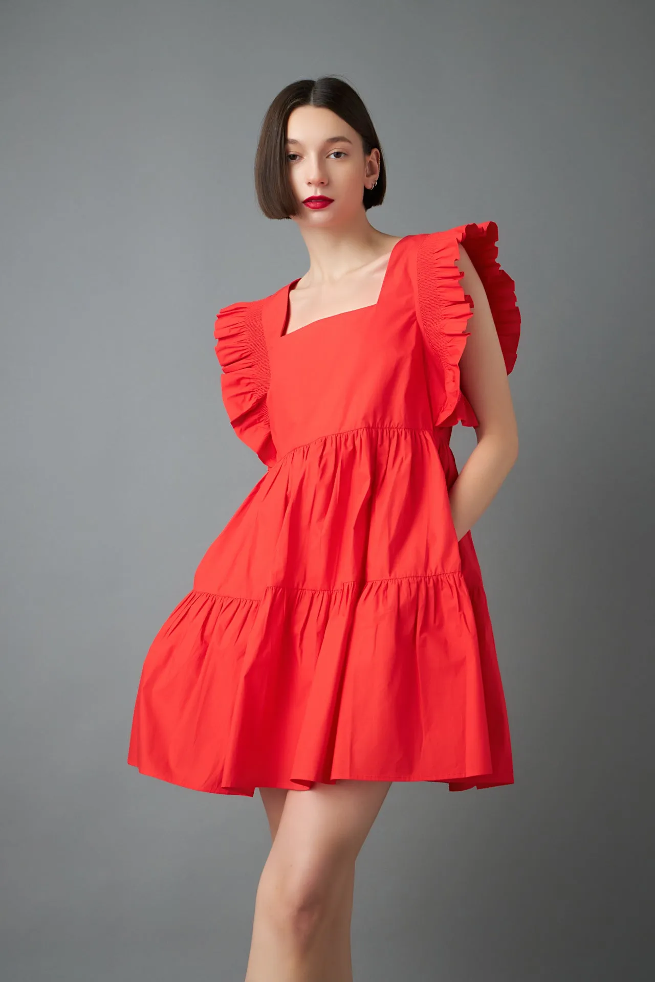 Ruffled Dress with Smocking Detail