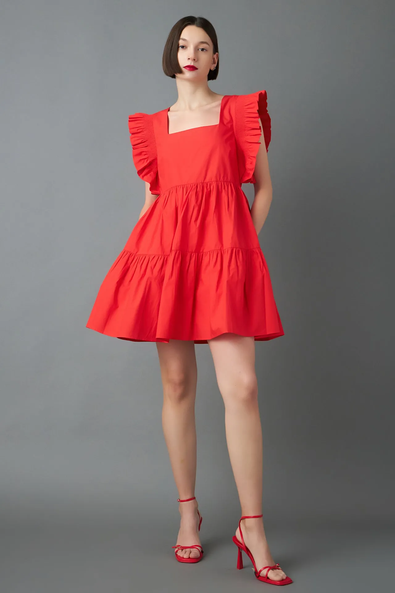 Ruffled Dress with Smocking Detail