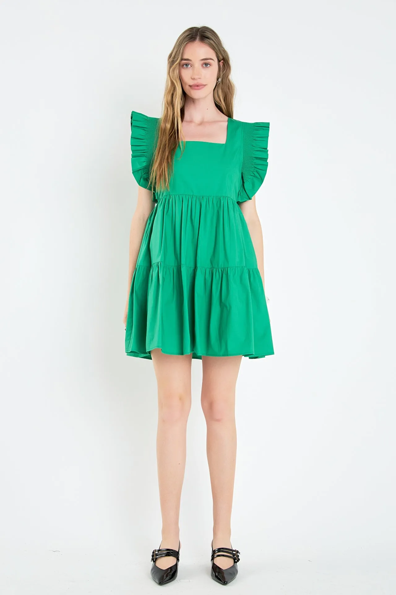 Ruffled Dress with Smocking Detail