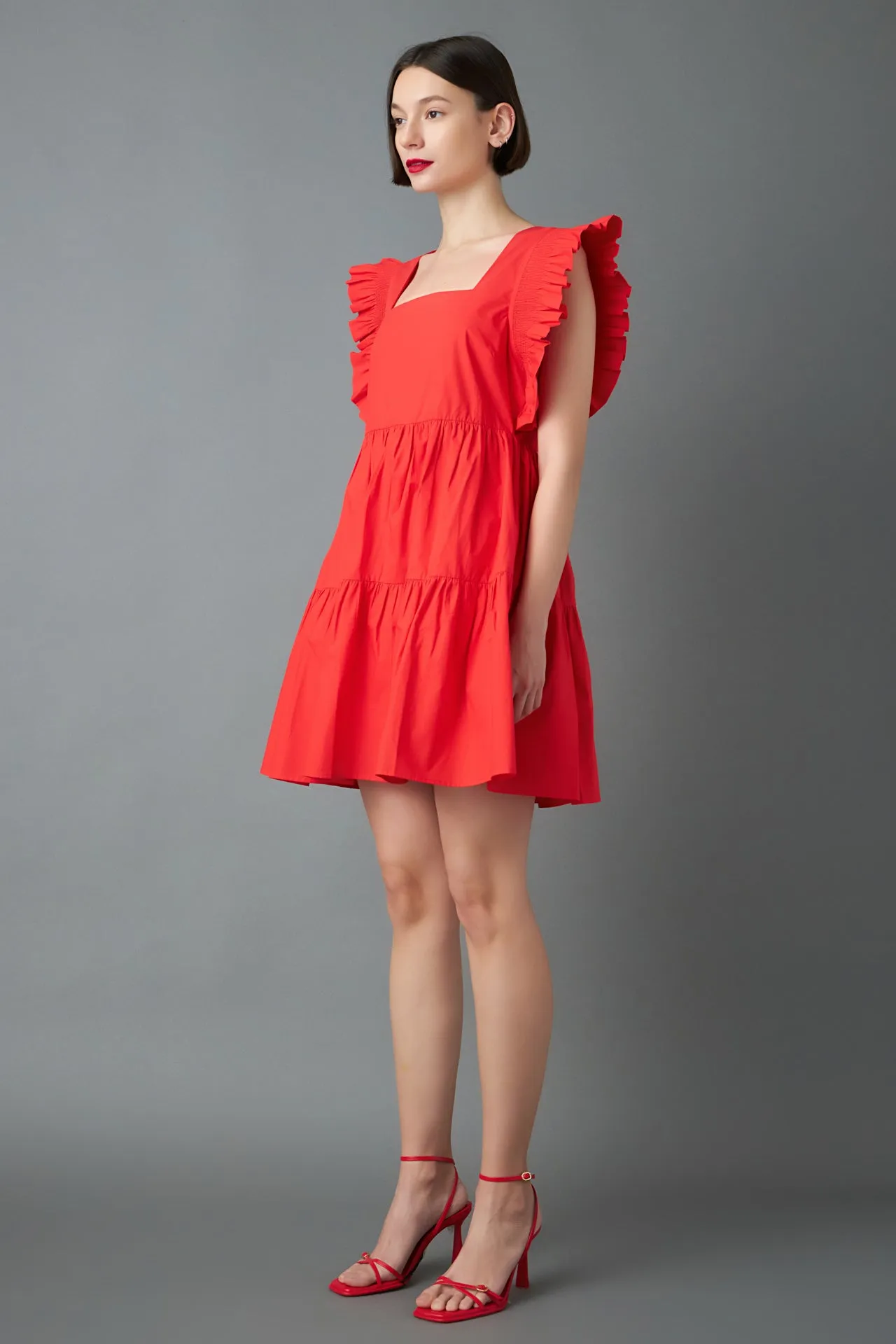 Ruffled Dress with Smocking Detail