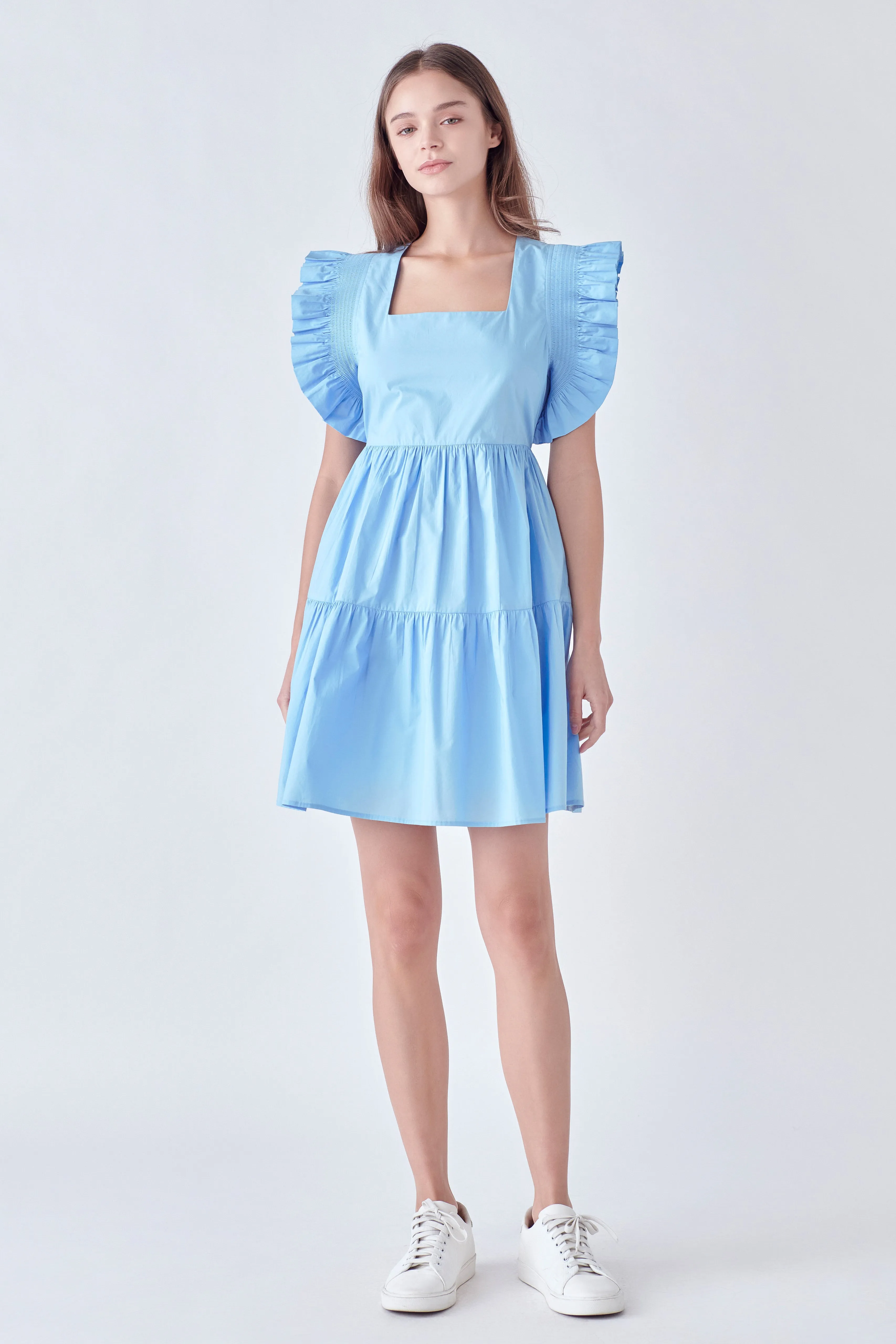 Ruffled Dress with Smocking Detail