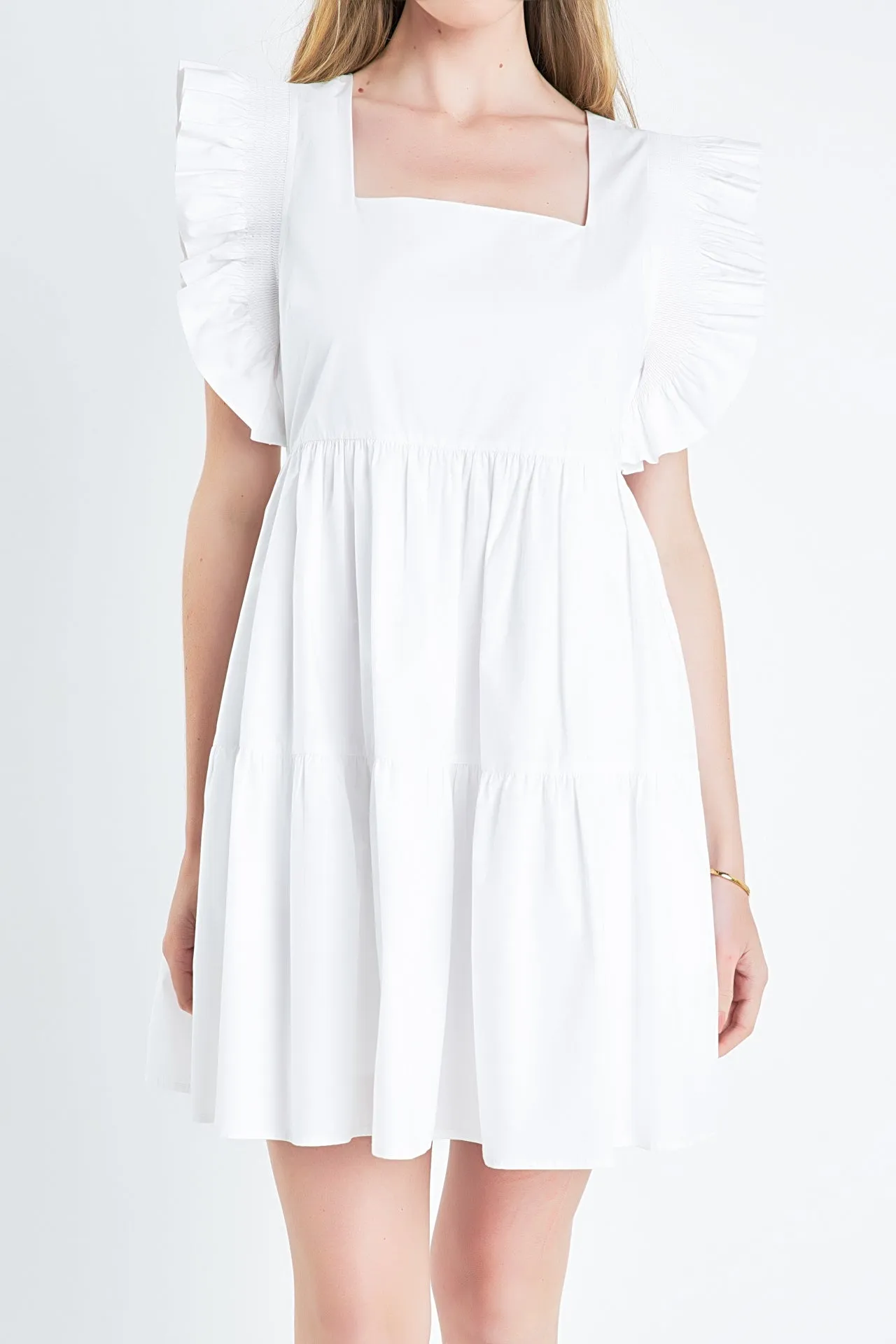 Ruffled Dress with Smocking Detail