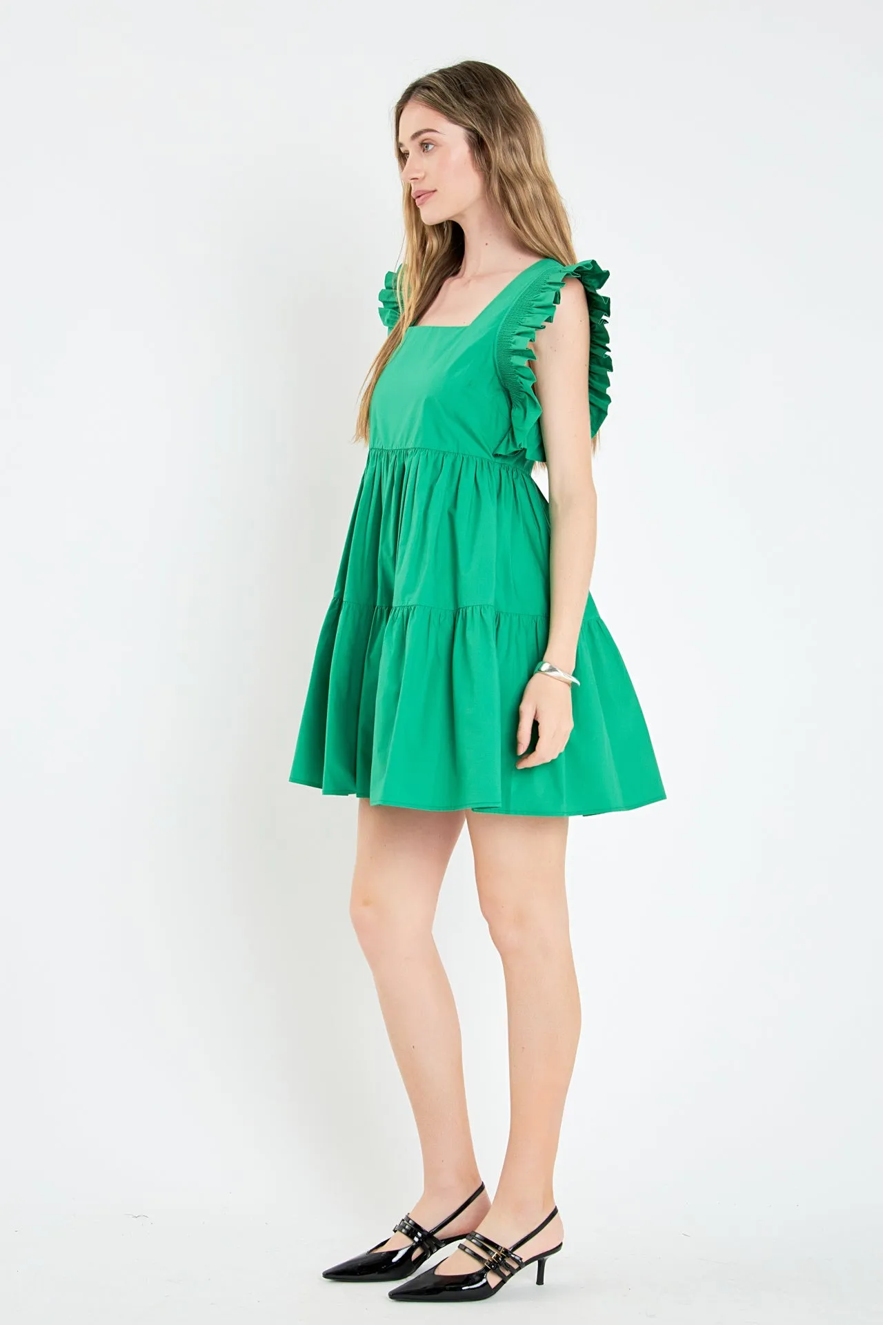 Ruffled Dress with Smocking Detail