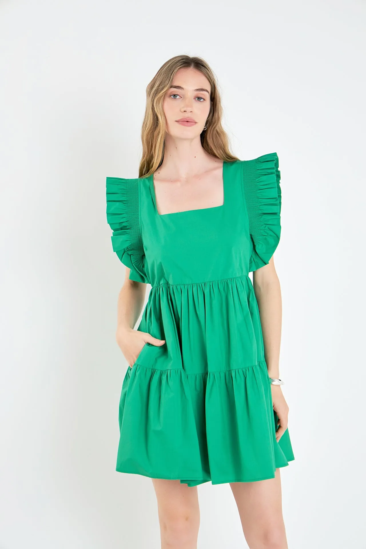 Ruffled Dress with Smocking Detail
