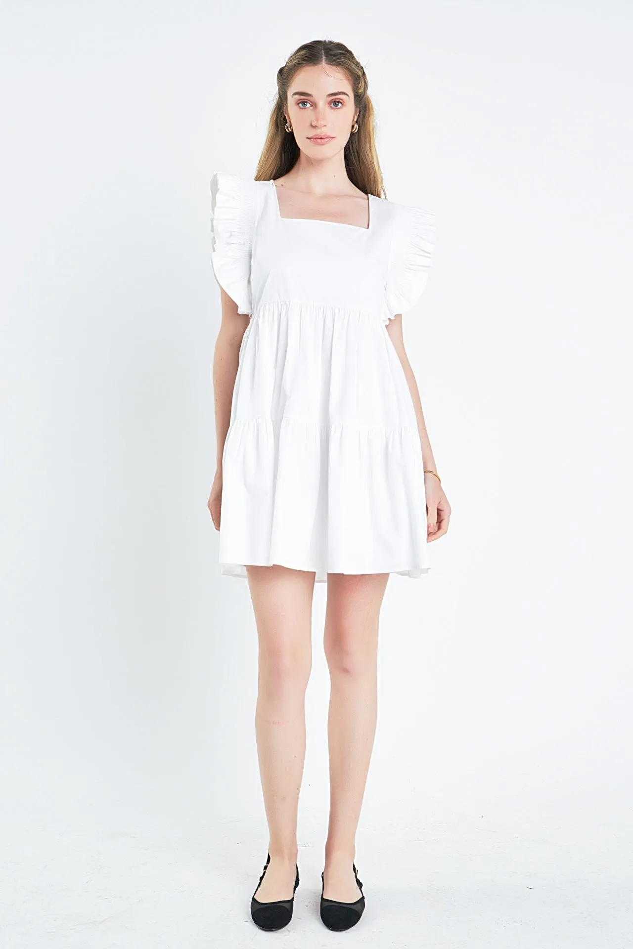 Ruffled Dress with Smocking Detail