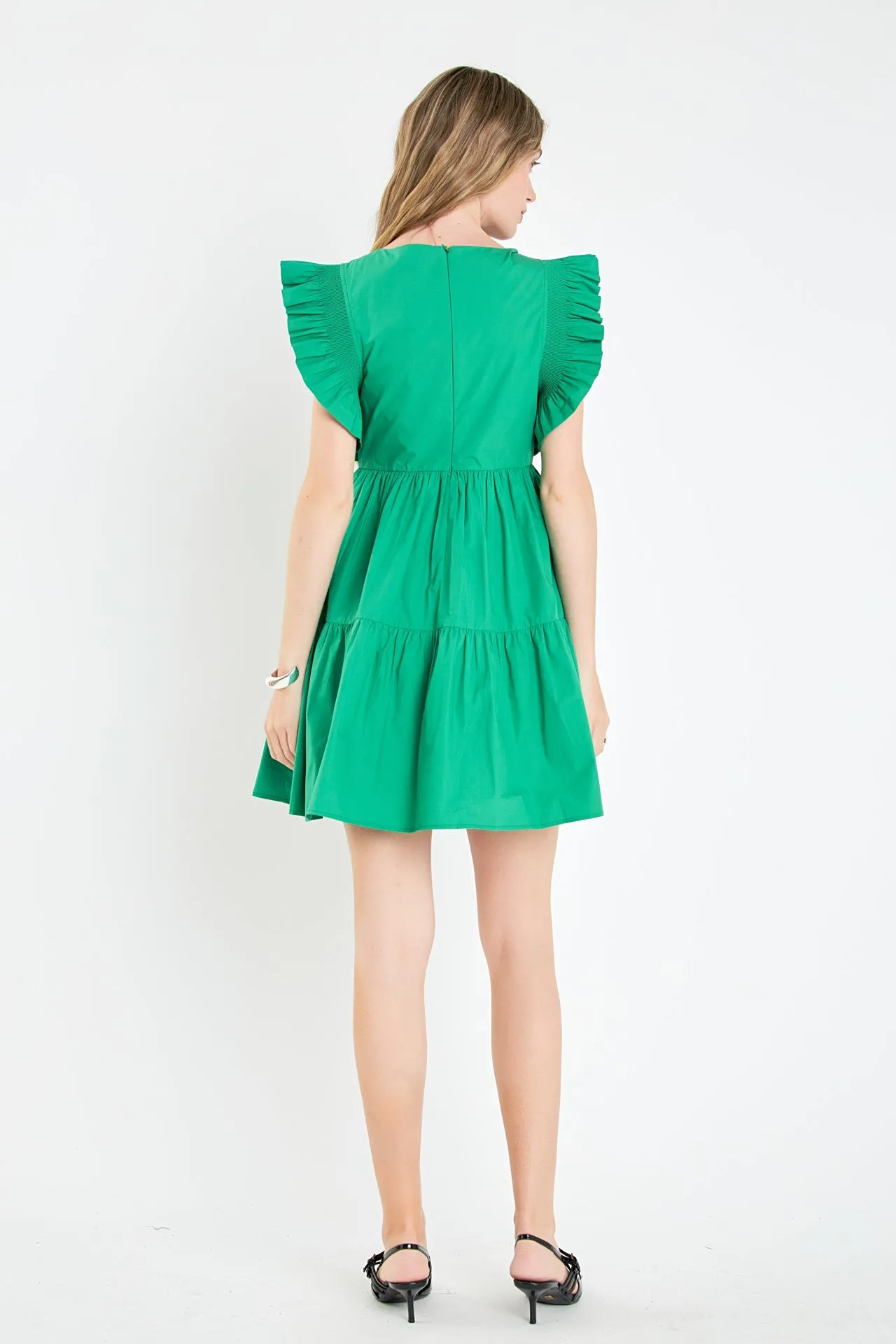 Ruffled Dress with Smocking Detail