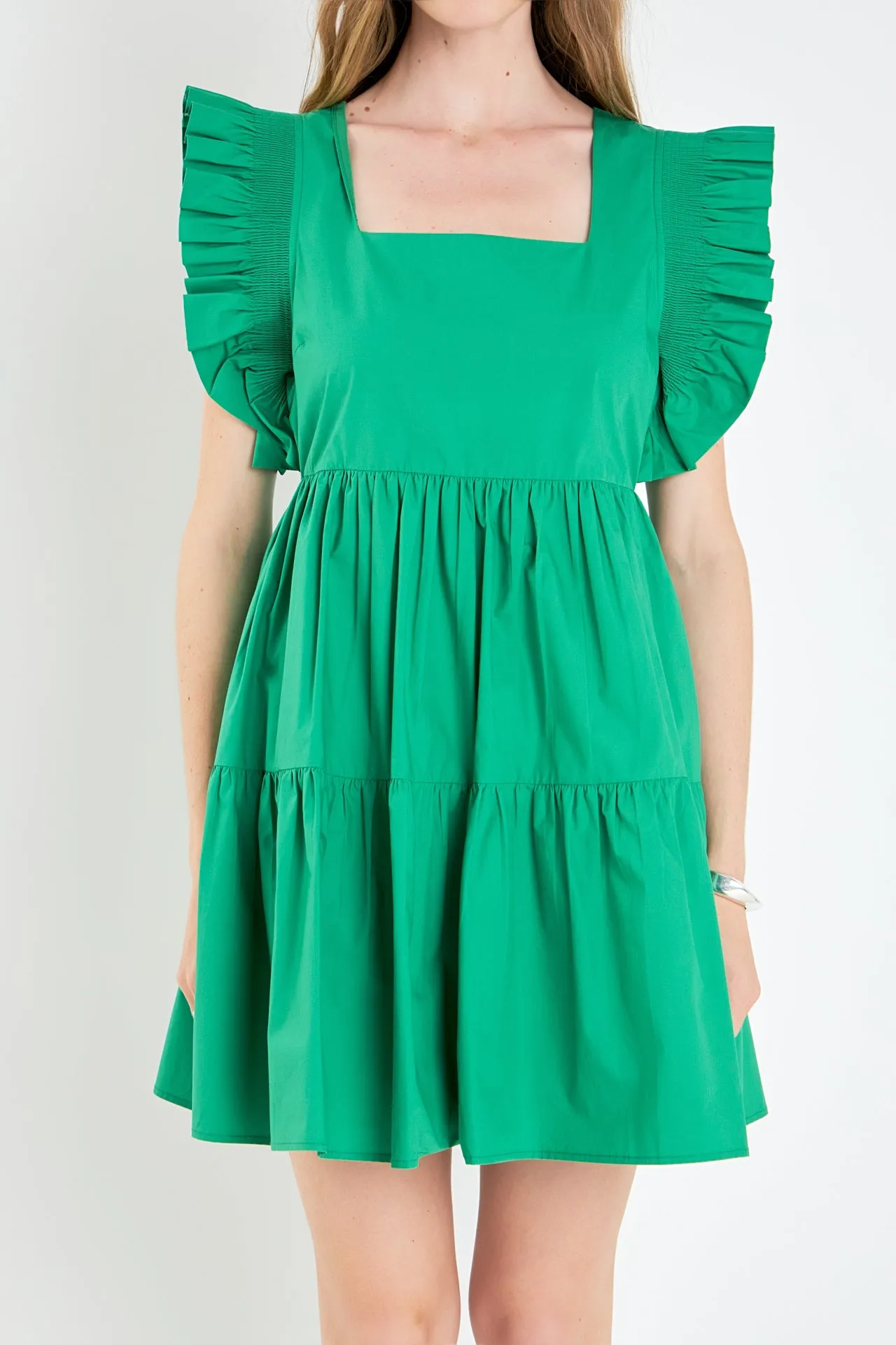 Ruffled Dress with Smocking Detail