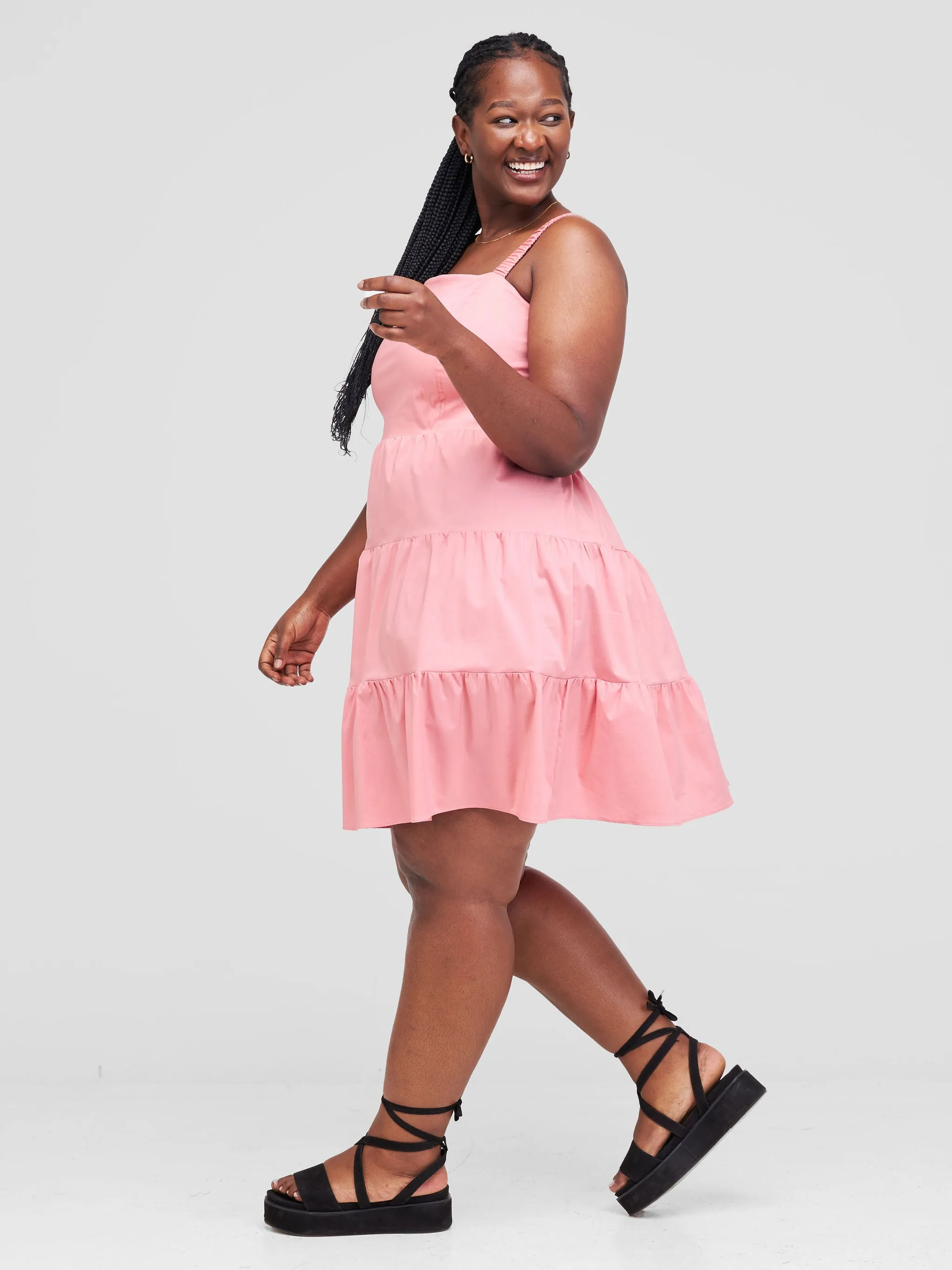 Safari Anga Strappy Tiered Mini Dress - Peach