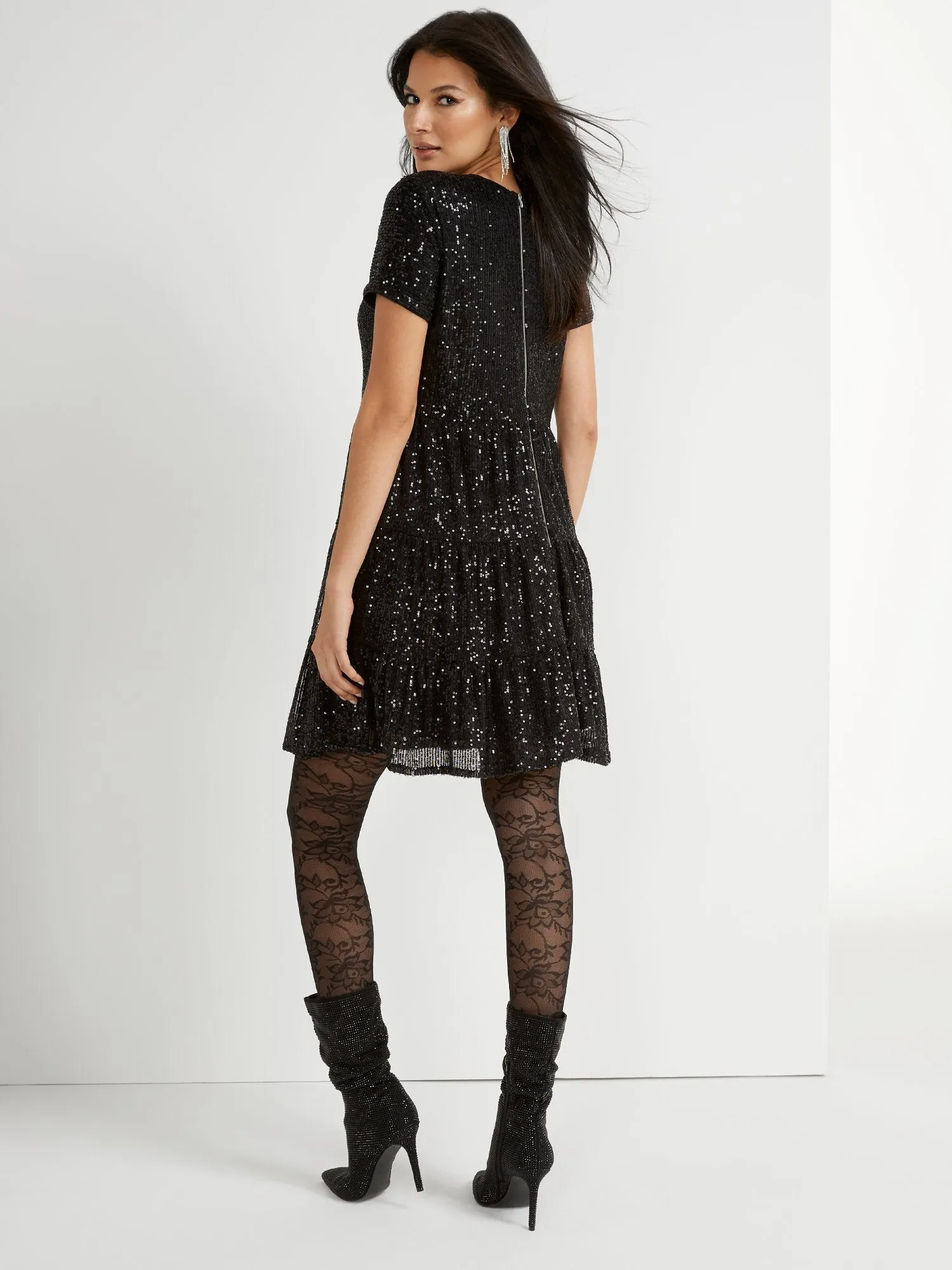 Sequin Tiered Dress