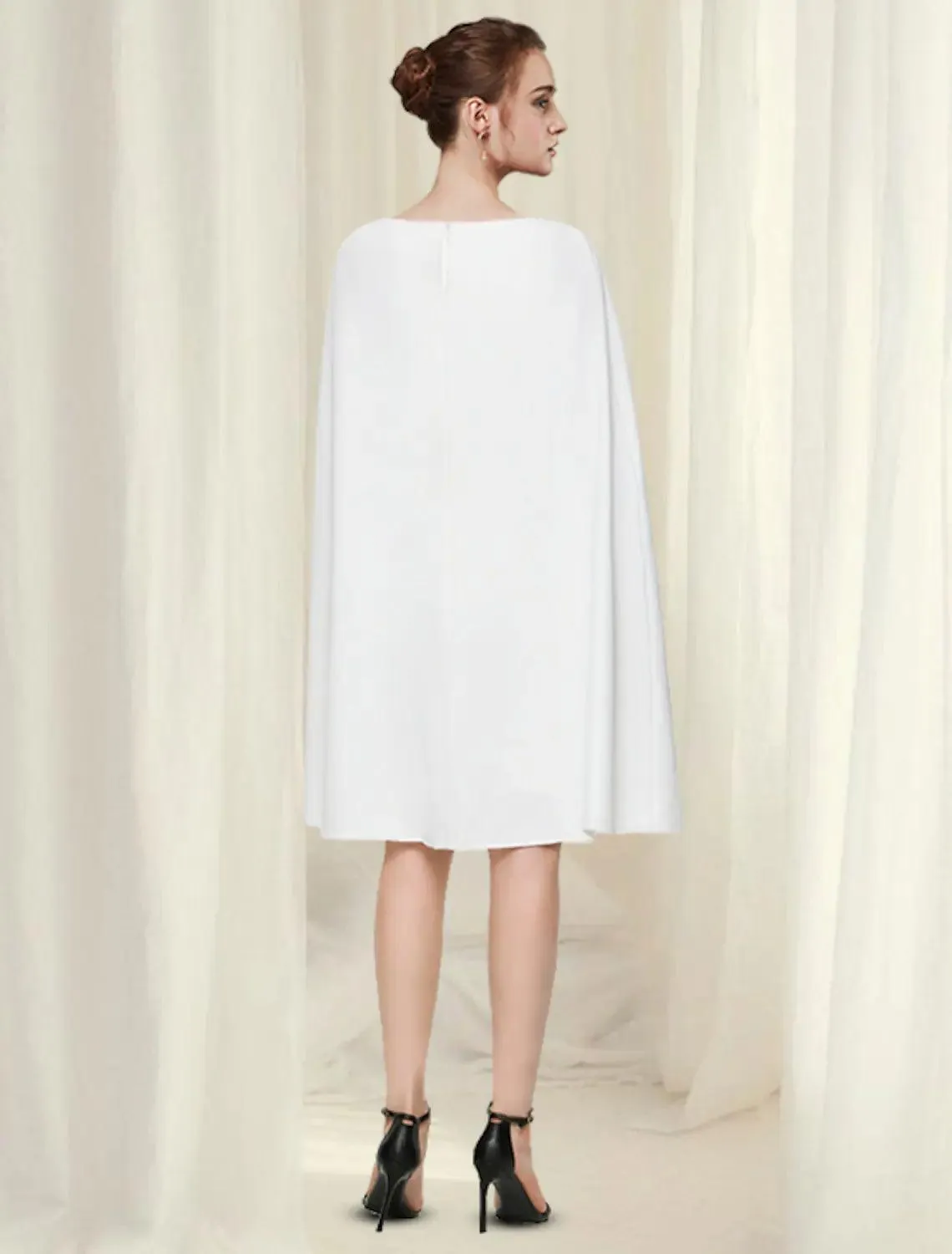 Sheath / Column Cocktail Dresses Minimalist Dress Party Wear Knee Length Sleeveless Jewel Neck Chiffon with Sleek