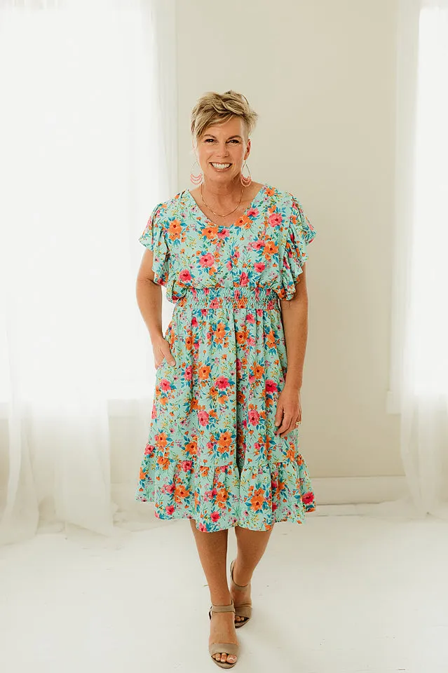 Smocking Waist Fit and Flare Dress
