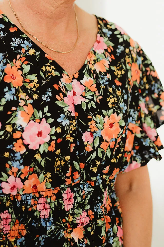 Smocking Waist Fit and Flare Dress